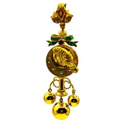 Art Nouveau Style Ruby Enamel Yellow Gold "Horse" Pendant Necklace
