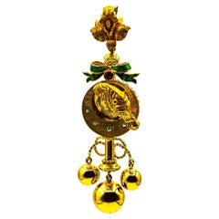 Jugendstil-Halskette mit Rubin-Emaille-Gelbgold-Anhänger „Horse“