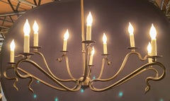 Art Nouveau Style Rustic Wrought Iron Serpent Design Chandelier, 10 Arms