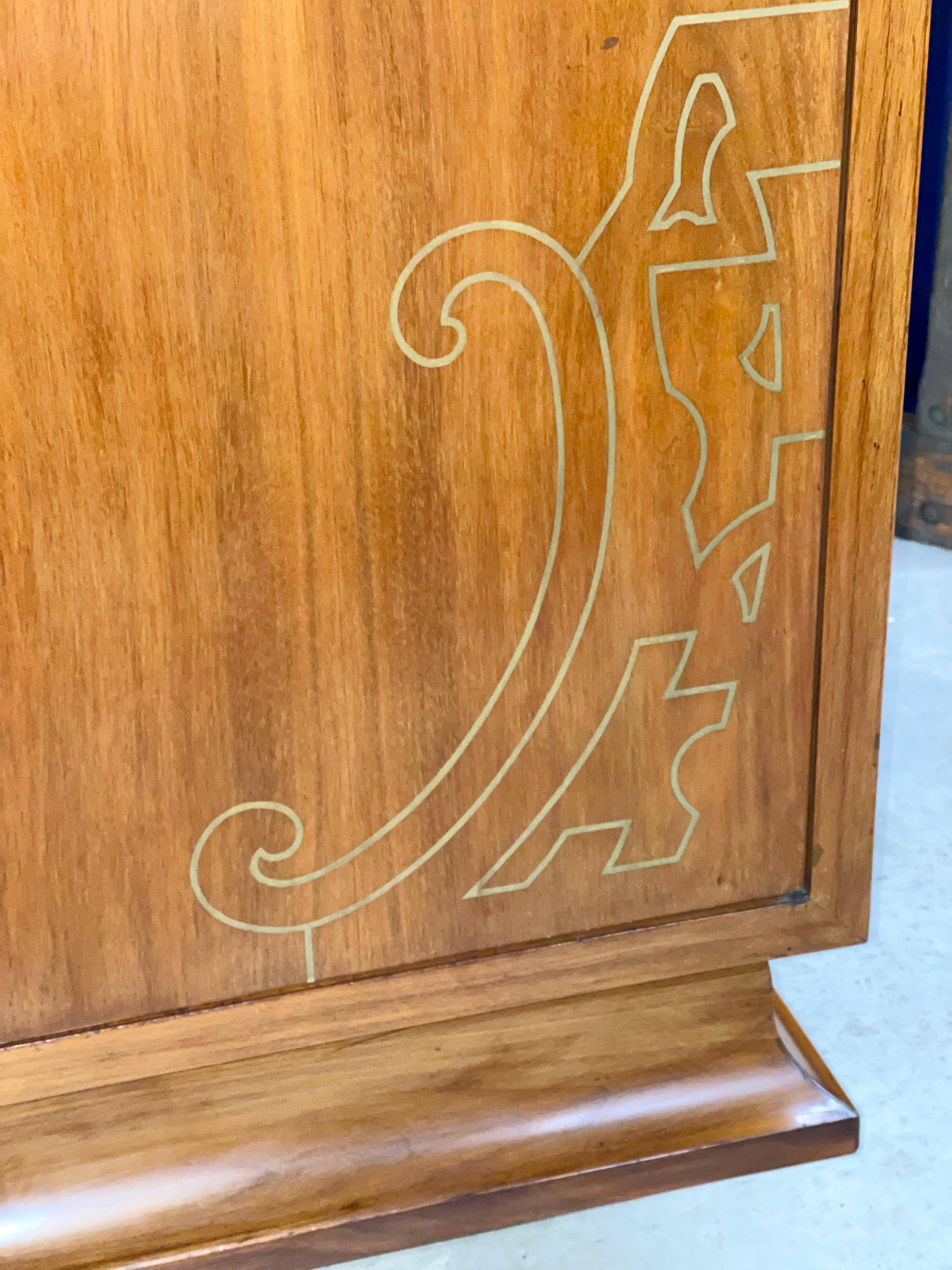 Art Nouveau Style Sideboard with Brass Inlay For Sale 7