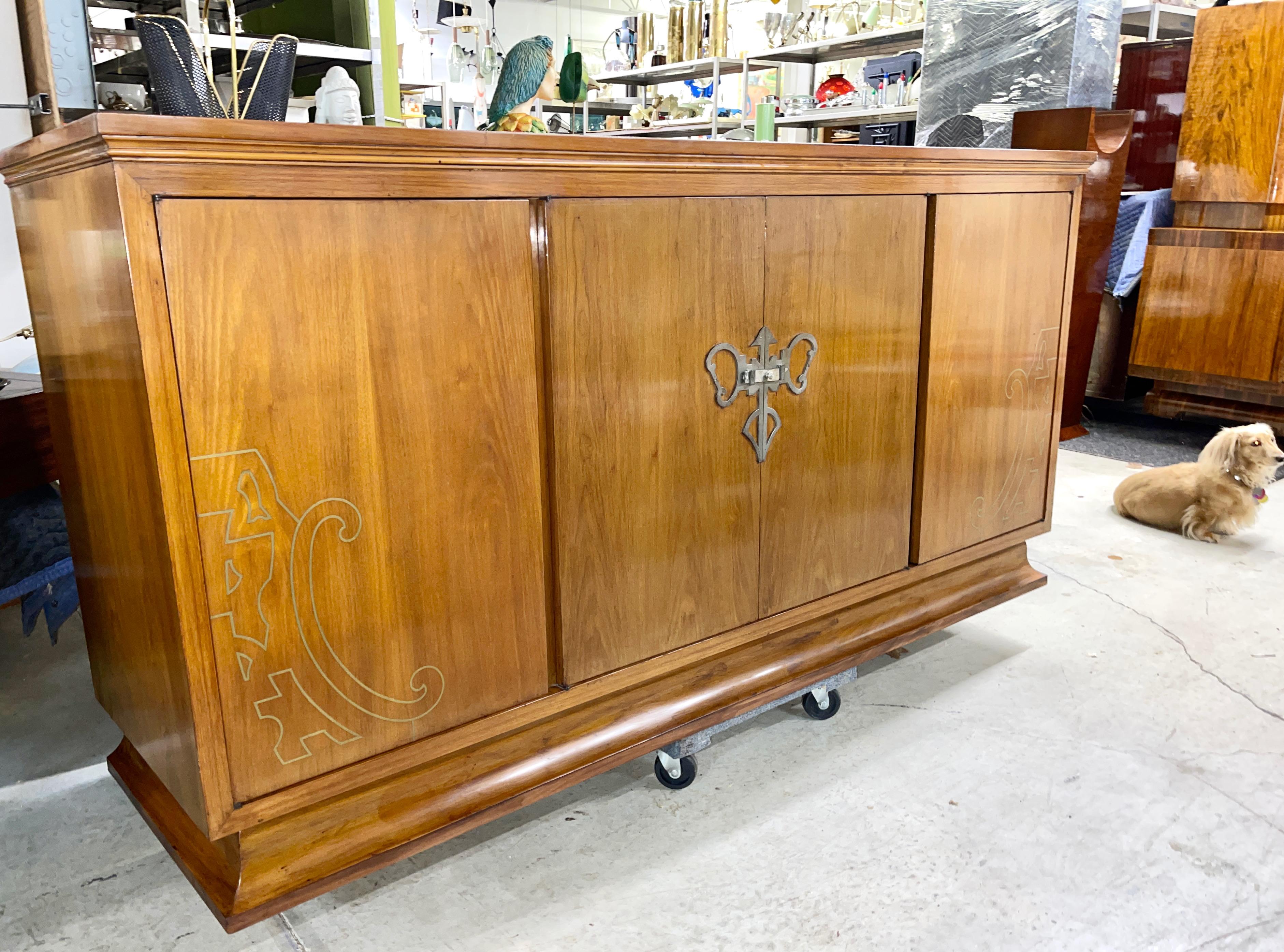 Art Nouveau Style Sideboard with Brass Inlay For Sale 10