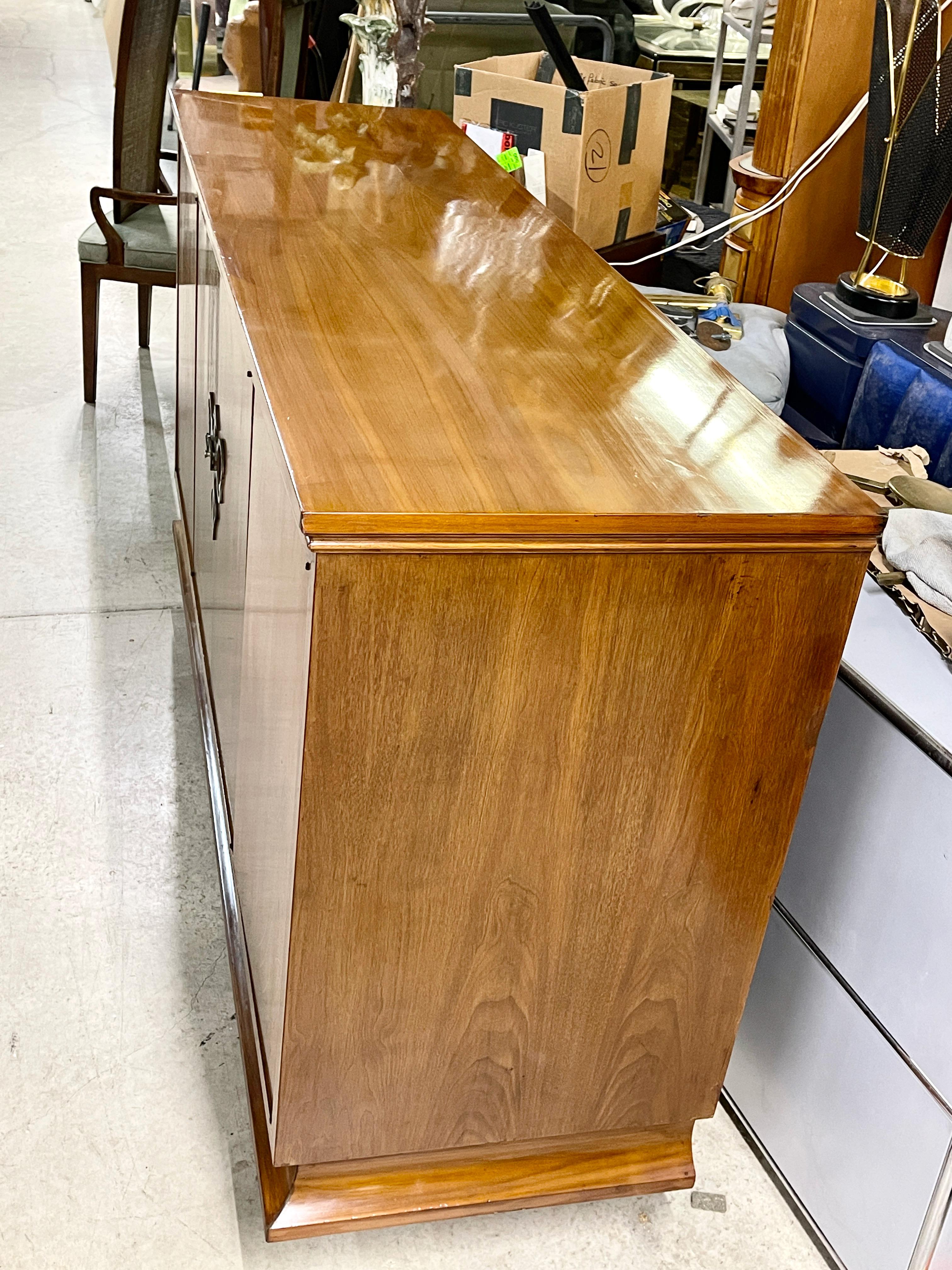 Mid-20th Century Art Nouveau Style Sideboard with Brass Inlay For Sale