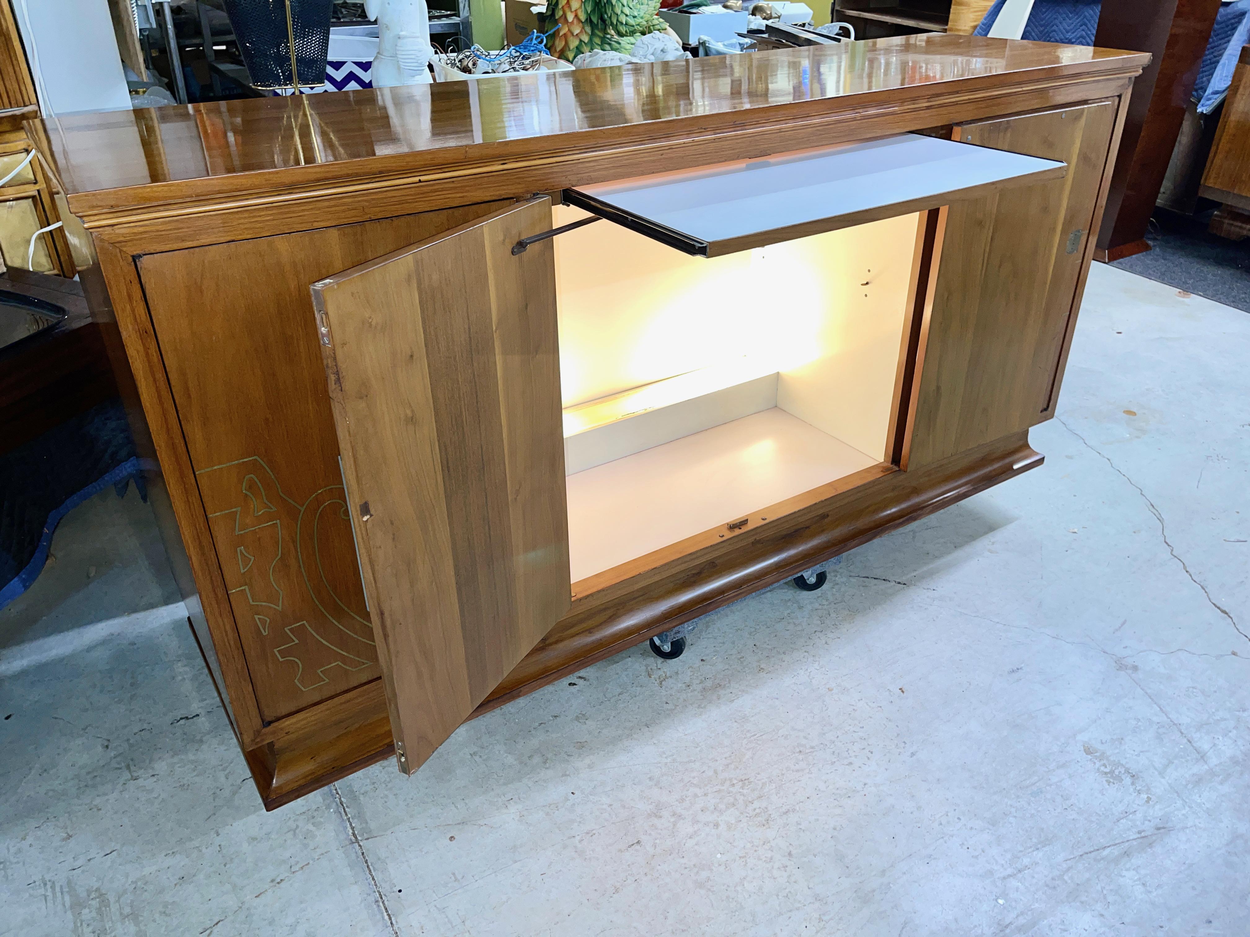 Art Nouveau Style Sideboard with Brass Inlay For Sale 2