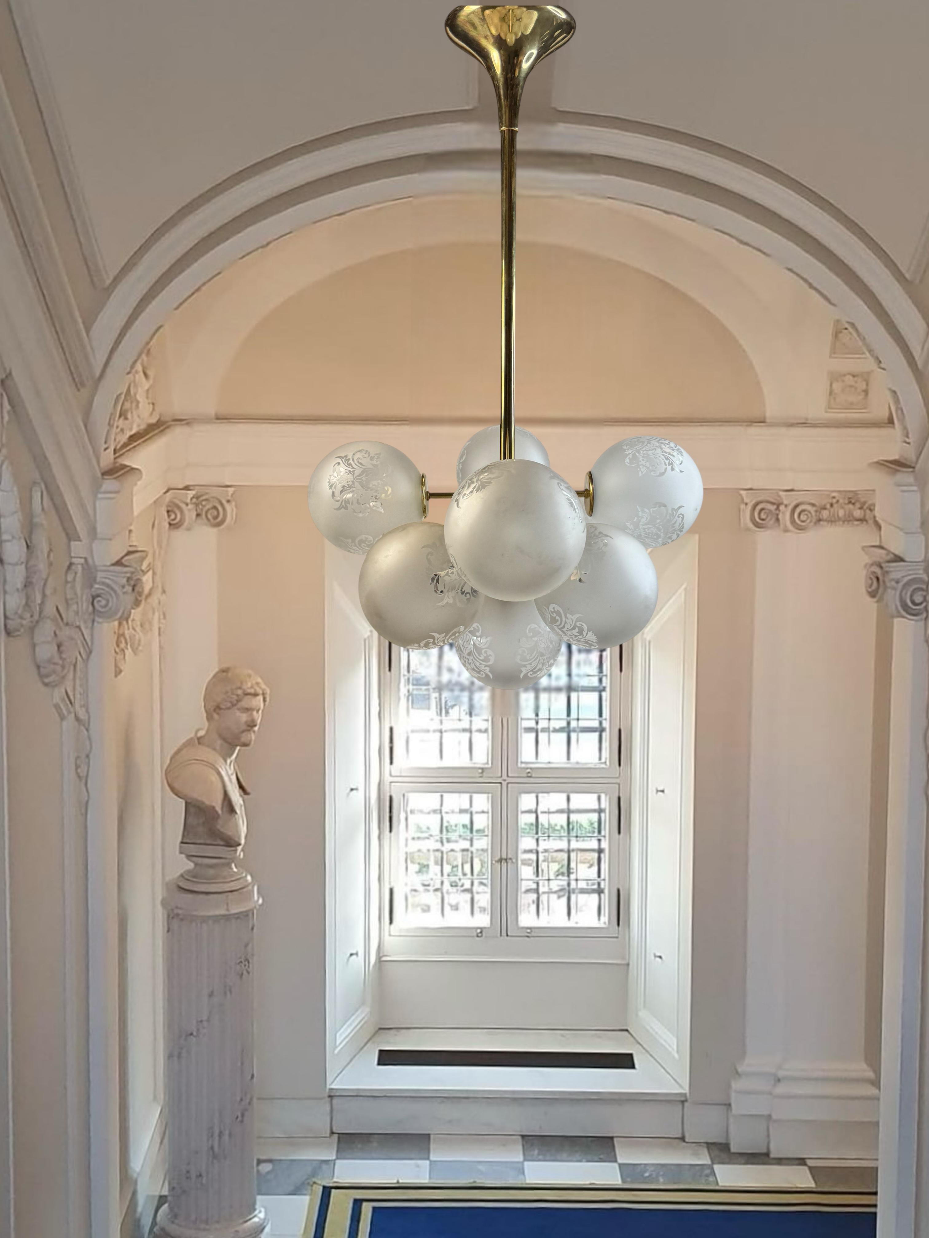 Lámpara de bola de cristal estilo Art Nouveau Sputnik Vienna Coffee House Austria en venta 7