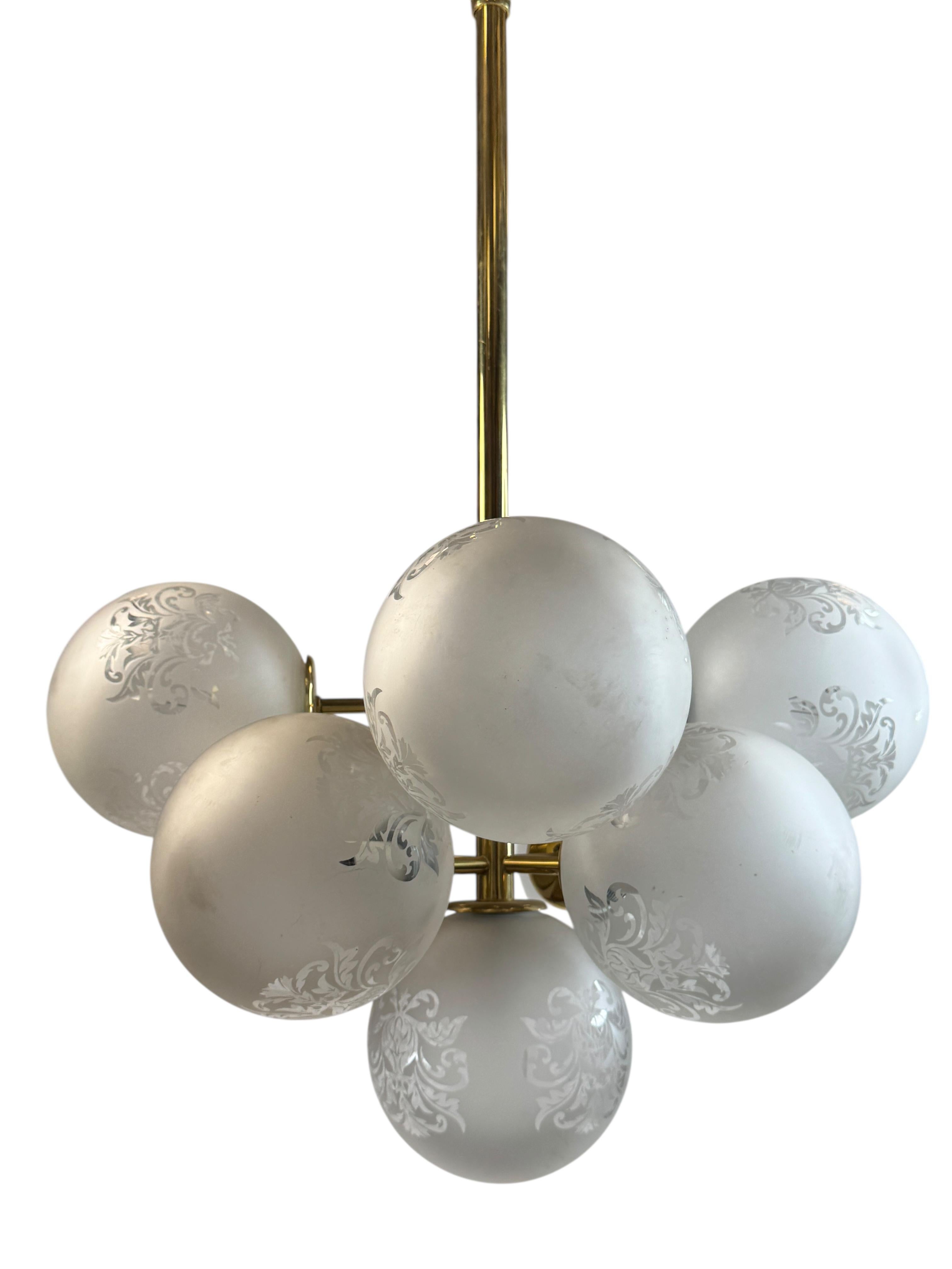 Lámpara de bola de cristal estilo Art Nouveau Sputnik Vienna Coffee House Austria Metal en venta