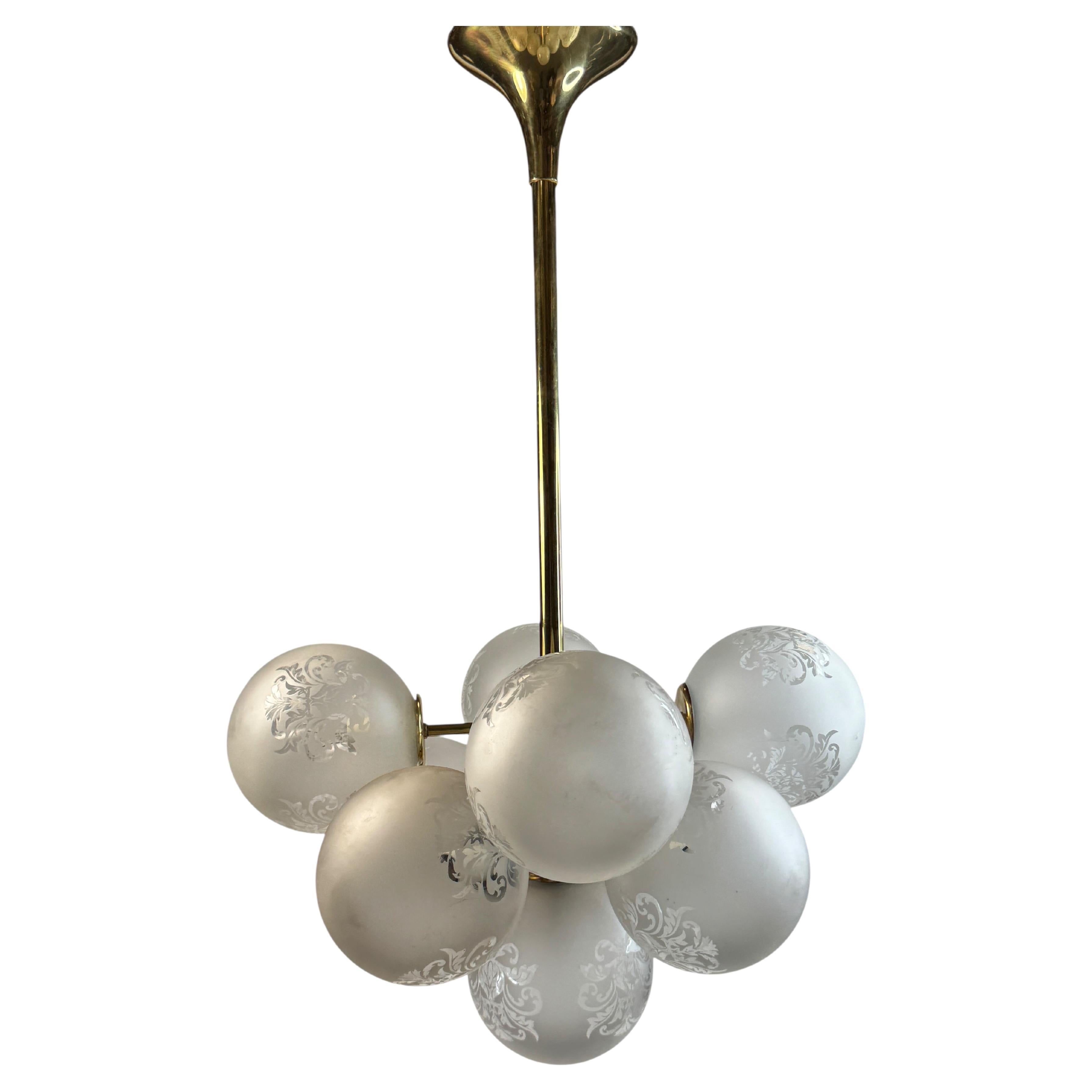 Art Nouveau Style Sputnik Vienna Coffee House Glass Ball Chandelier Austria