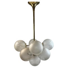 Art Nouveau Style Sputnik Vienna Coffee House Glass Ball Chandelier Austria