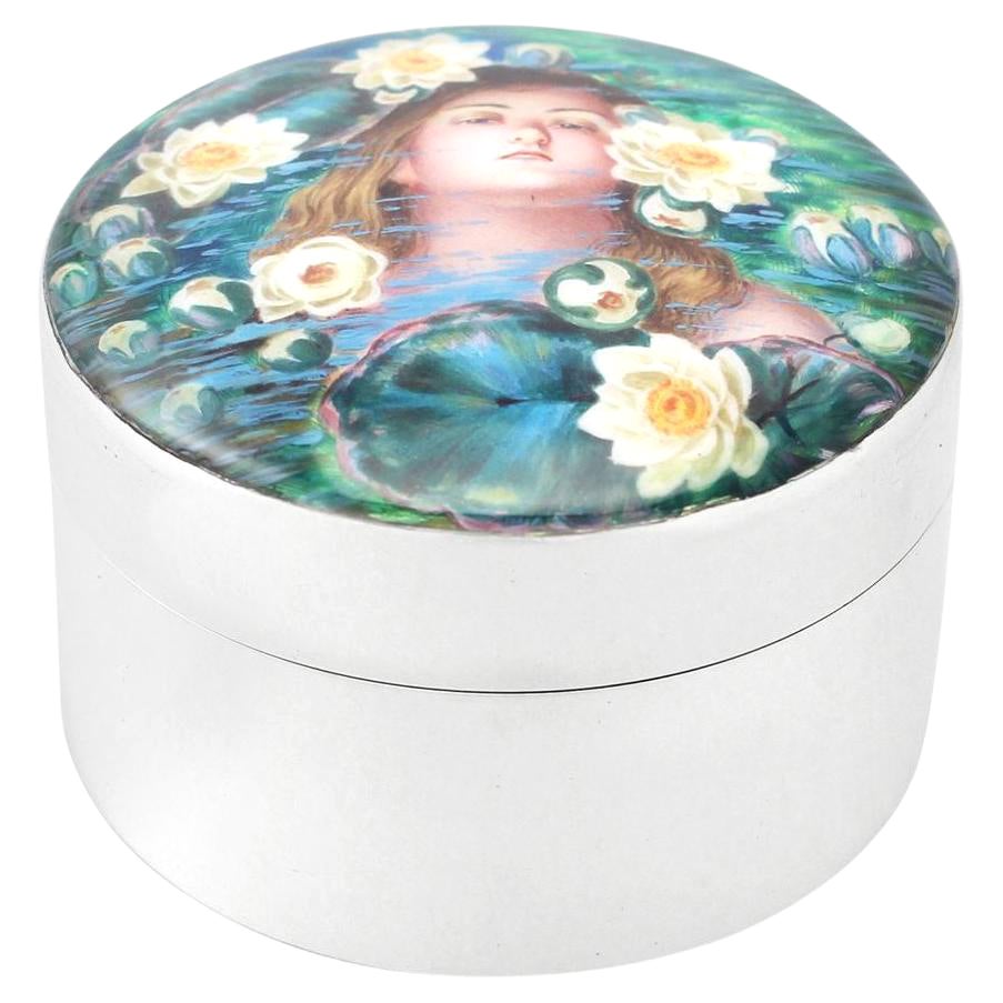 Art Nouveau Style Sterling Silver and Enamel Box