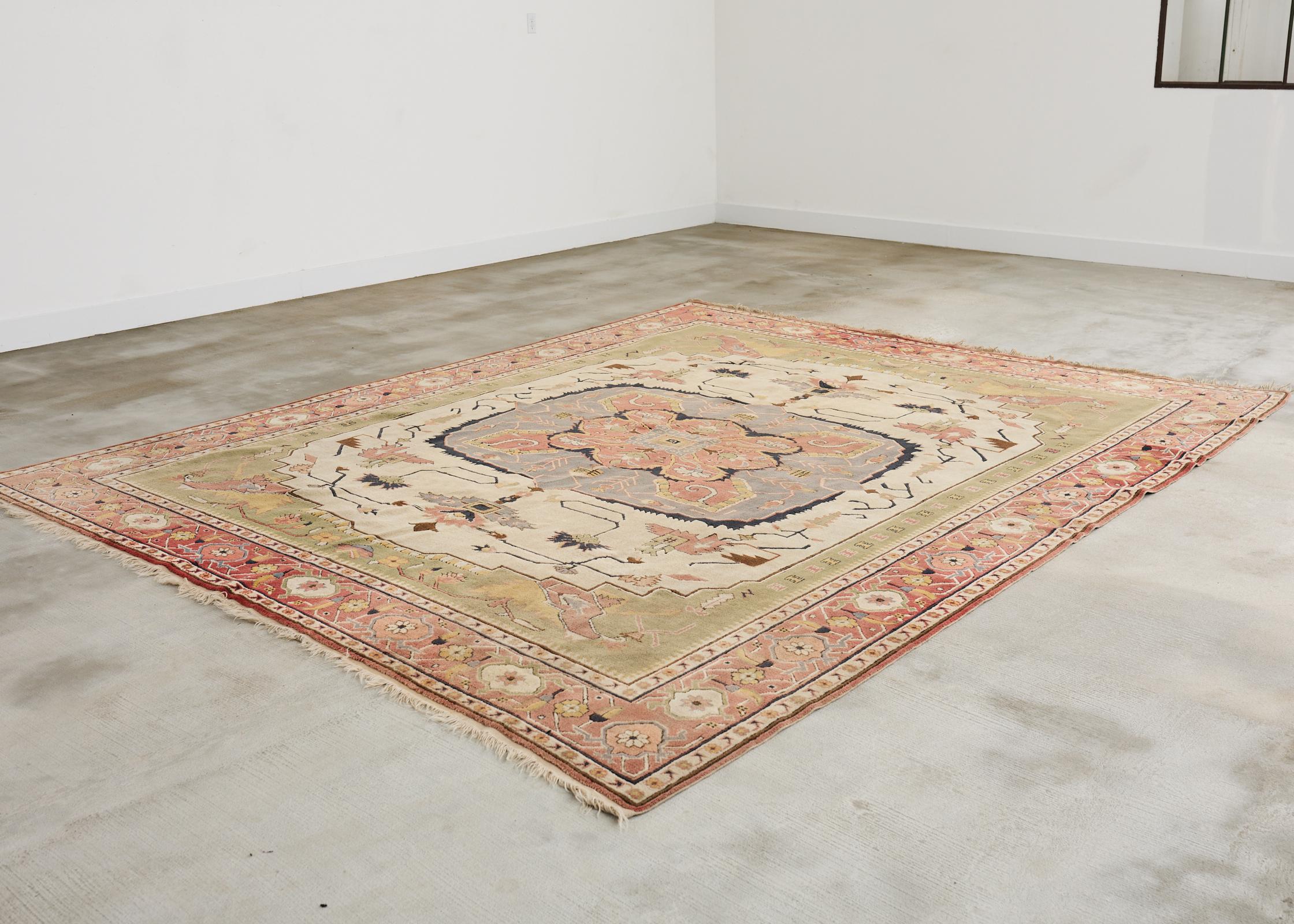 Europeo Tappeto Oushak turco in stile liberty 10' x 12' in vendita