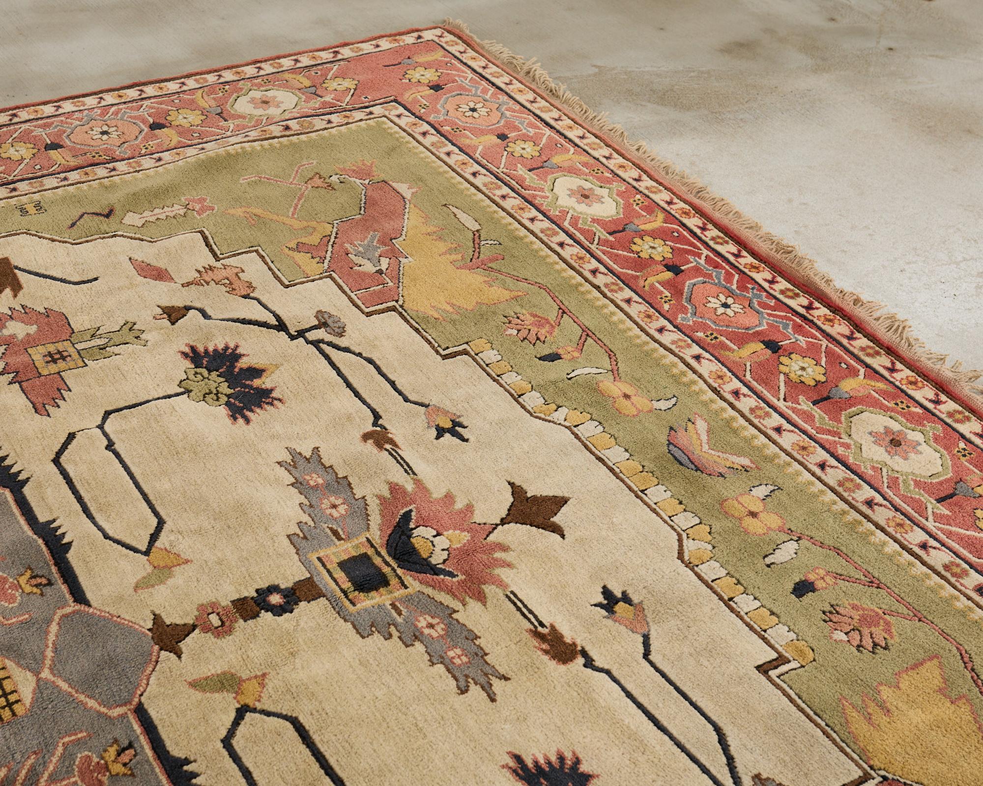 Lana Tappeto Oushak turco in stile liberty 10' x 12' in vendita
