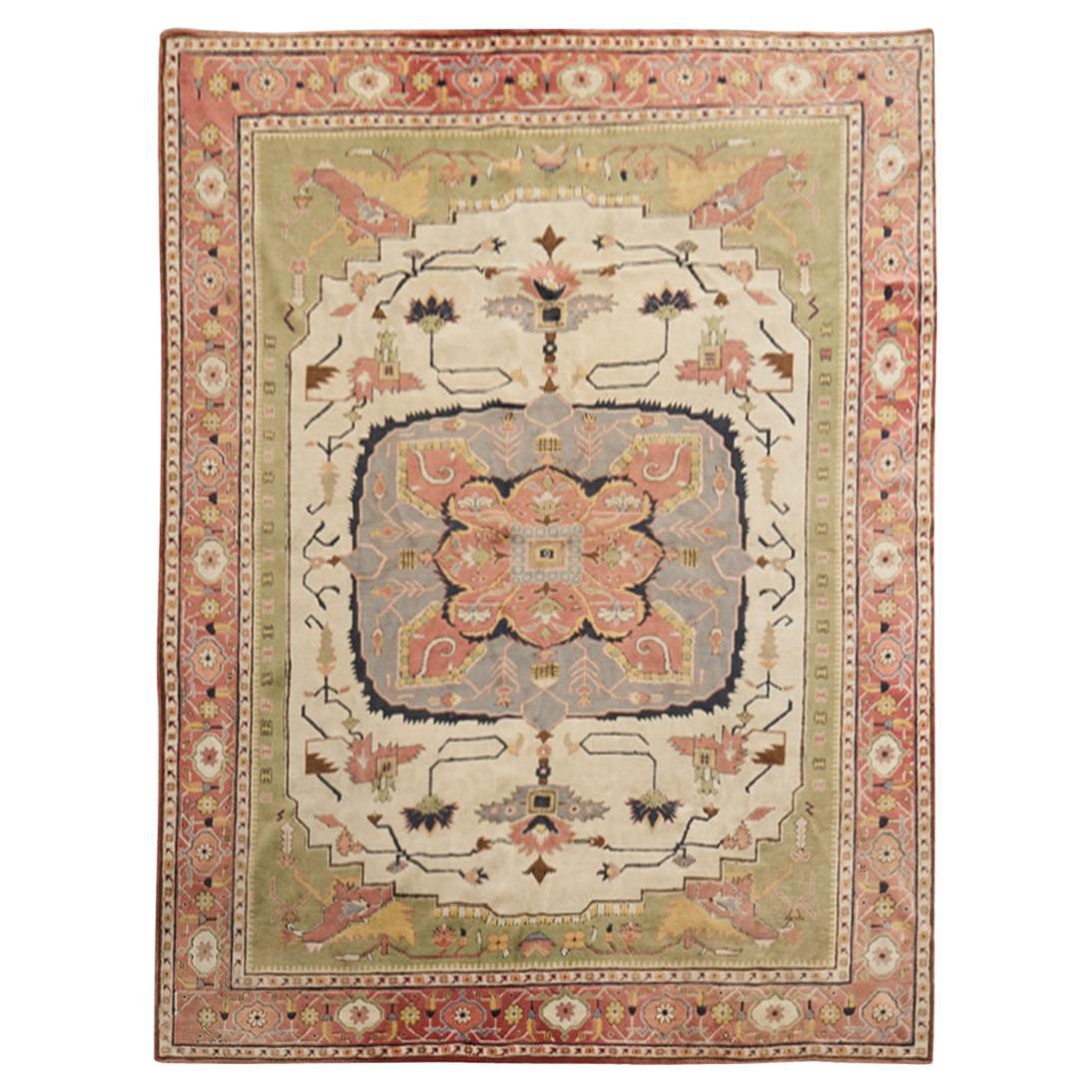 Tappeto Oushak turco in stile liberty 10' x 12' in vendita