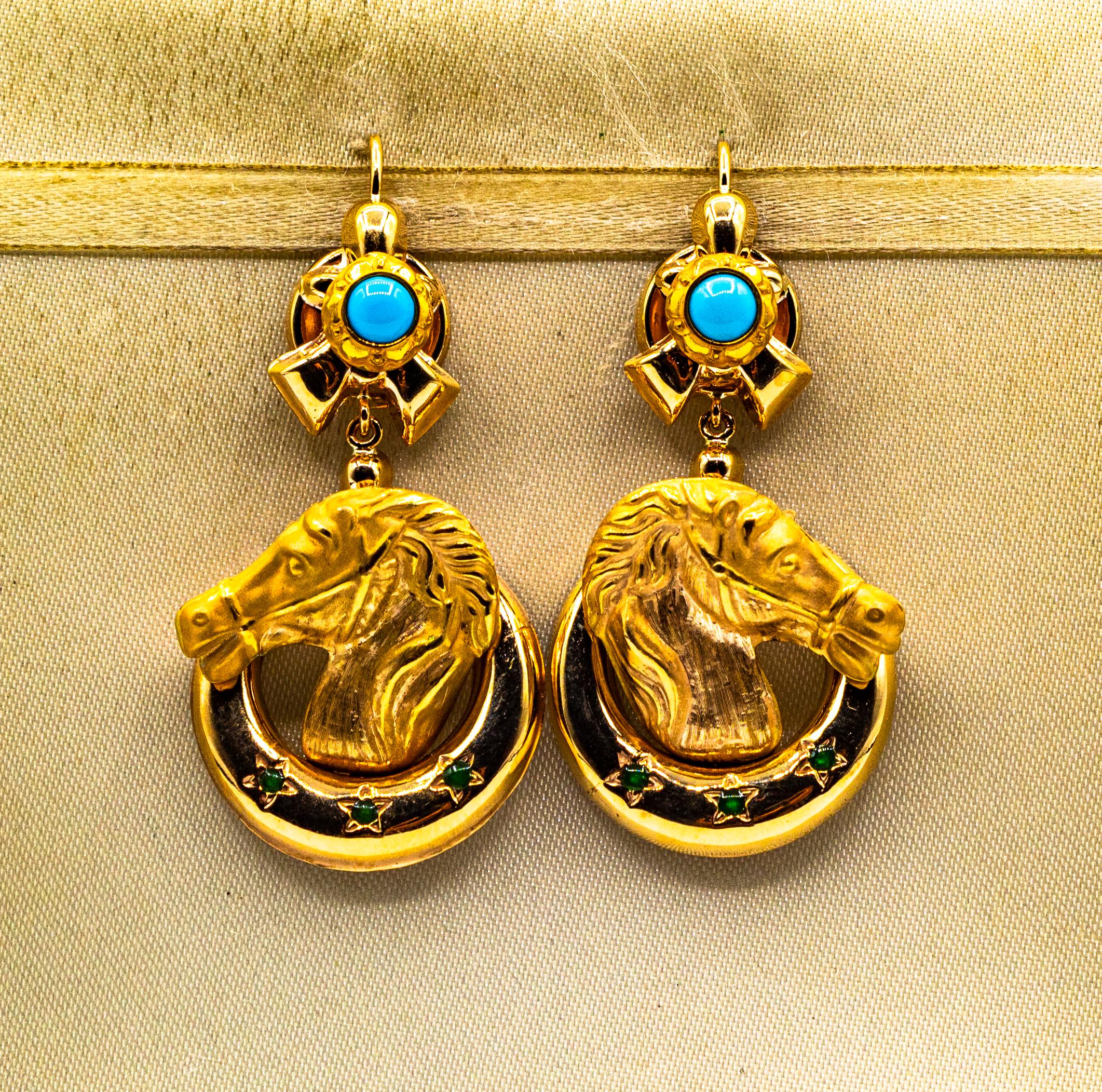 These Earrings are made of 9K Yellow Gold.
These Earrings have Natural Turquoise and Enamel.
These Earrings are inspired by Art Nouveau.

All our Earrings have pins for pierced ears but we can change the closure and make any of our Earrings suitable