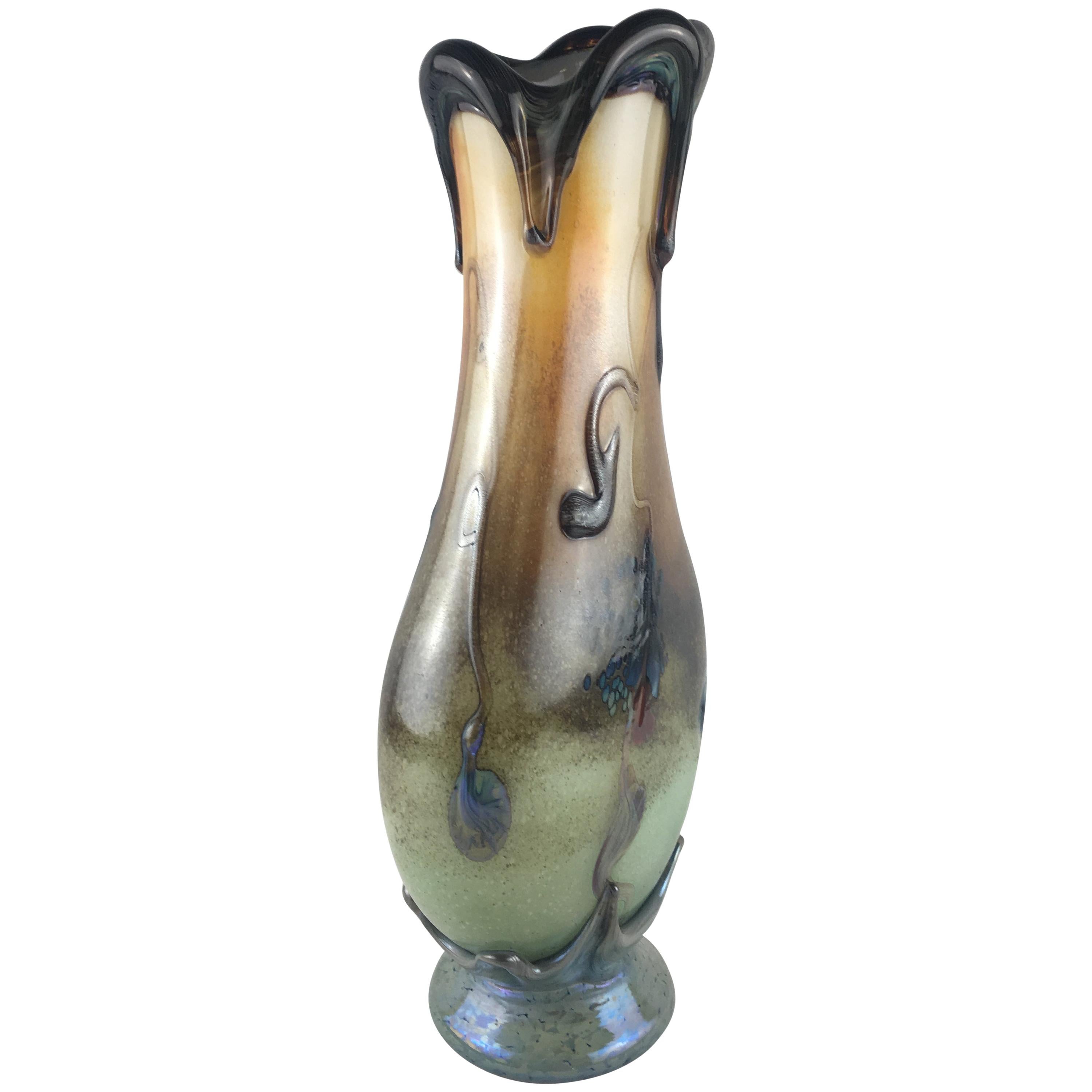 Art Nouveau Style Vase signed Guyot and Aconito from Biot, France