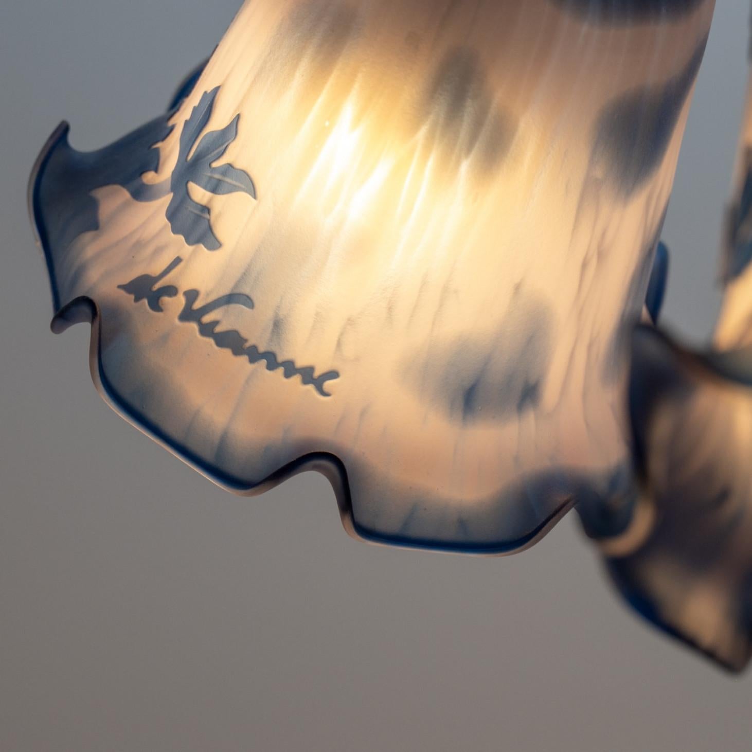 Art Nouveau Style Vianne Table Lamp Blue Glass, France in vendita 3