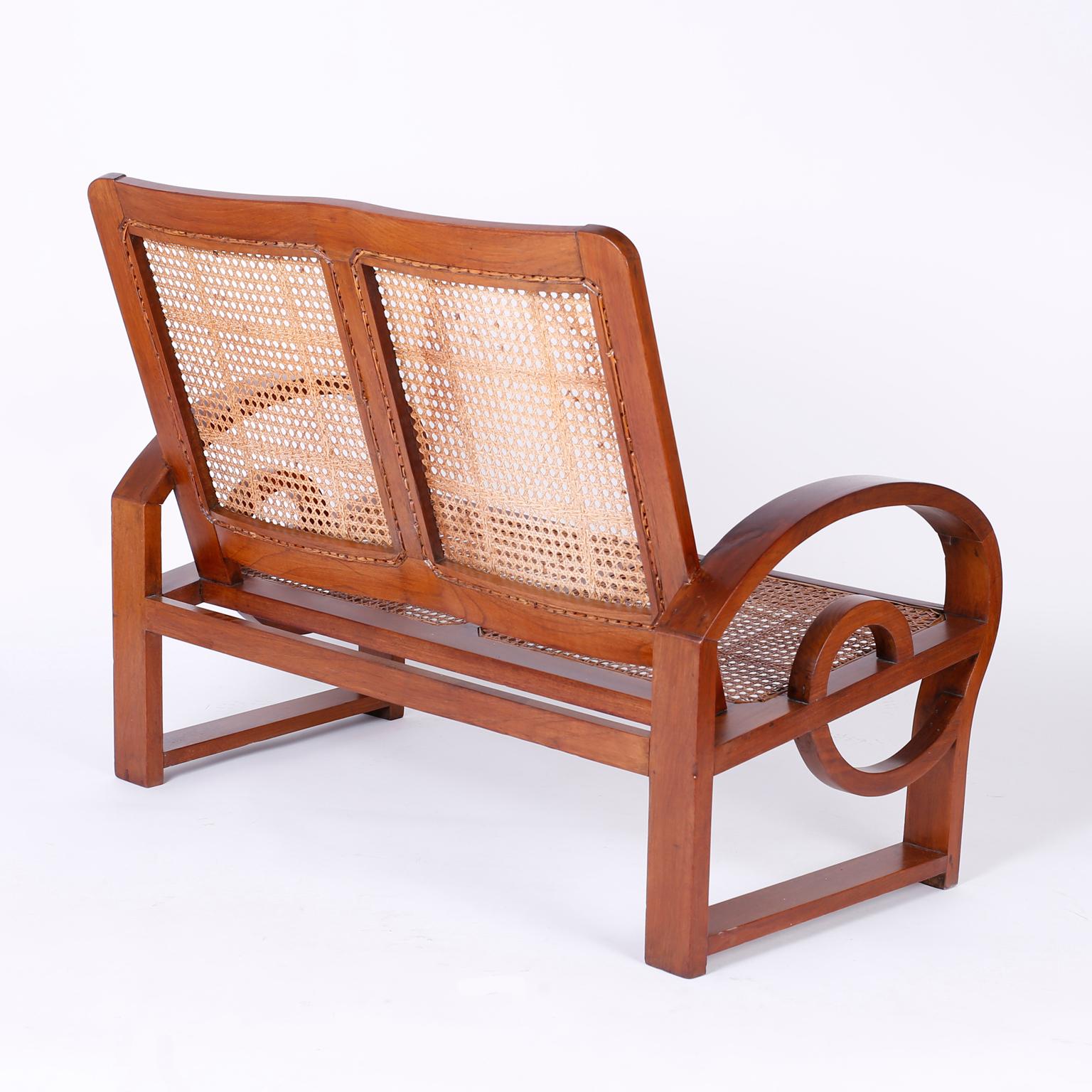 Art Nouveau Style West Indies Settee In Excellent Condition For Sale In Palm Beach, FL