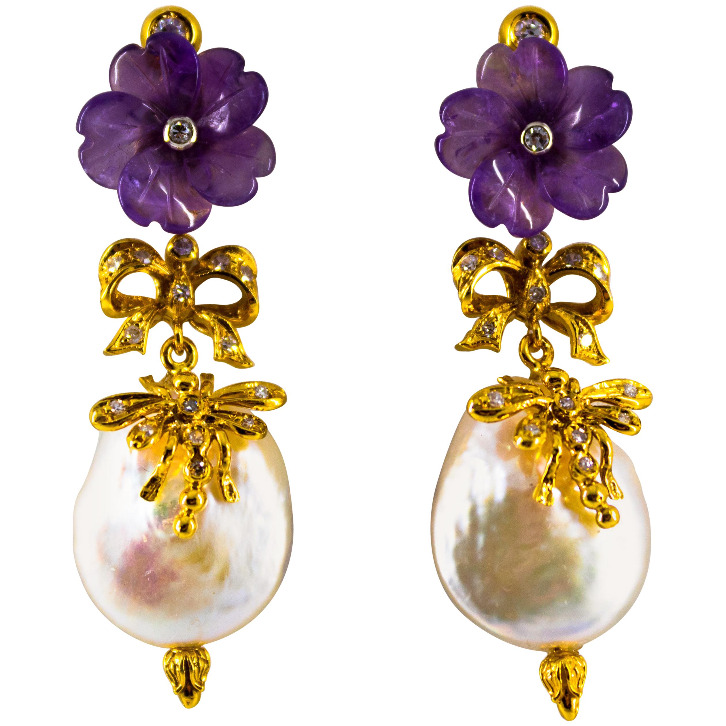 Art Nouveau Gold, Diamond Stud Earrings For Sale at 1stDibs square