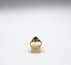 Art Nouveau Style Weißer Diamant Blauer Saphir Rubin Gelbgold Cocktail Ring