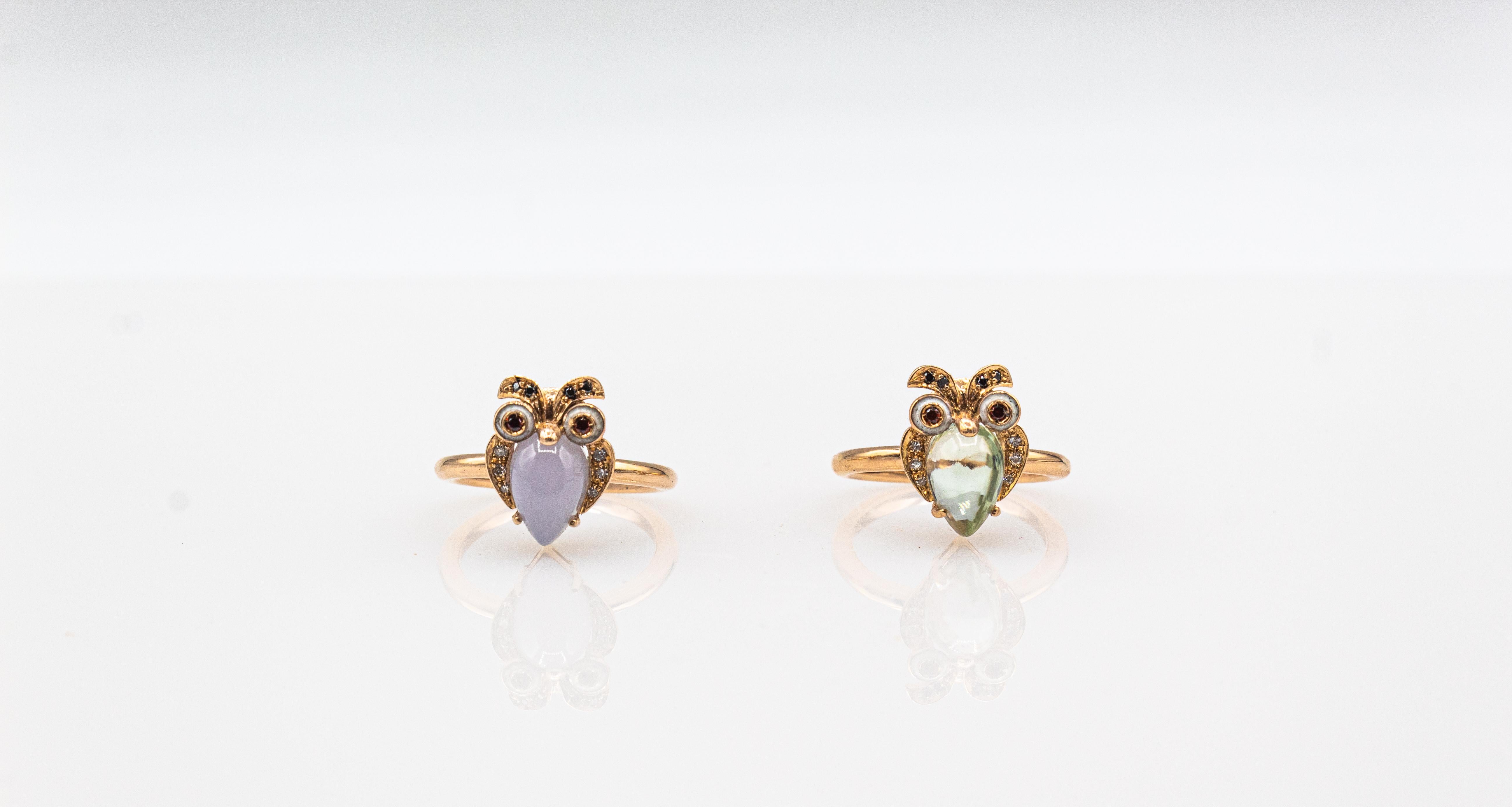 Art Nouveau Style White Diamond Chalcedony Yellow Gold Cocktail 
