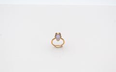 Art Nouveau Style White Diamond Chalcedony Yellow Gold Cocktail "Owl" Ring