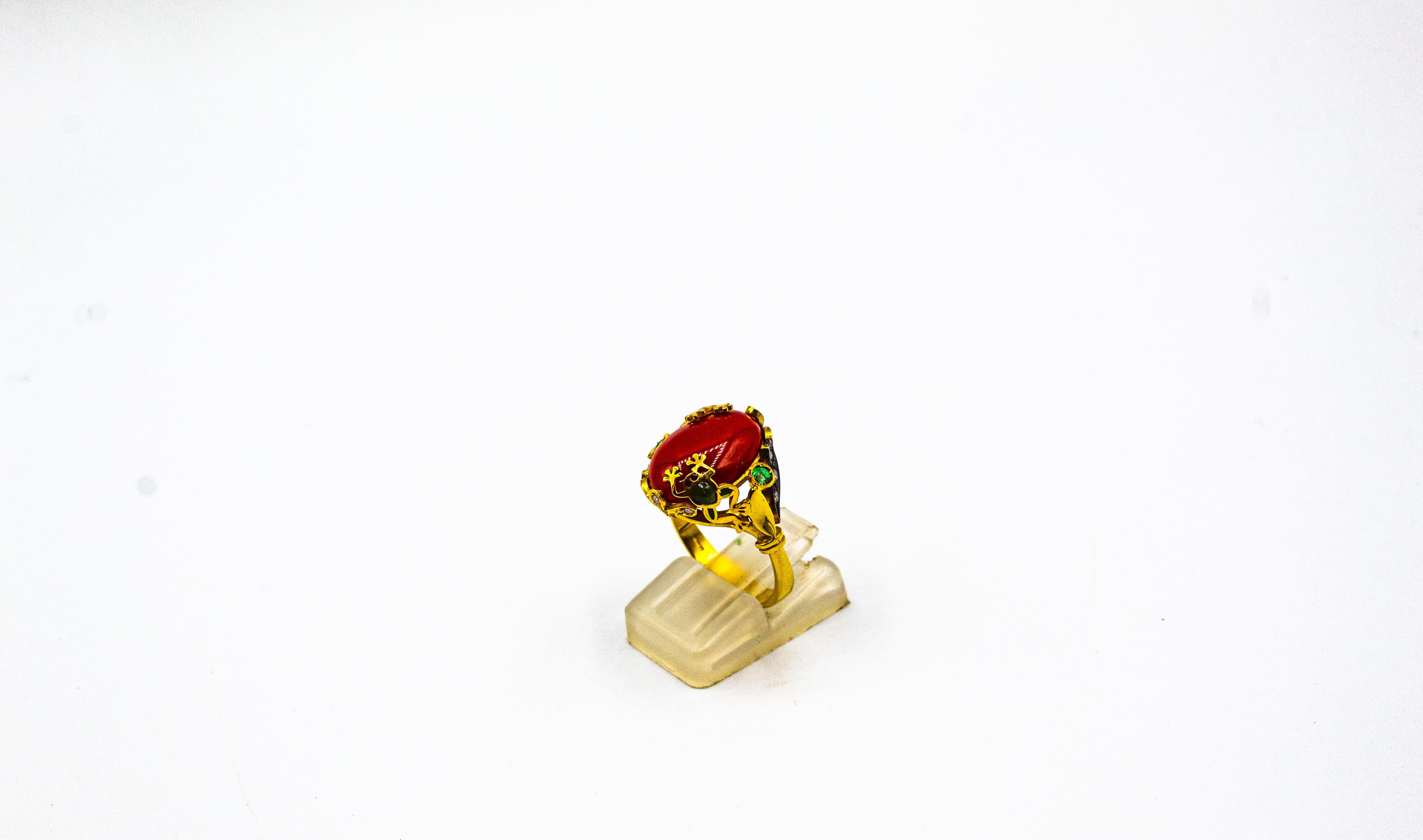 Amazon.com: De Buman 18K Yellow Gold Plated & Created Red Coral Ring (Size  7): Clothing, Shoes & Jewelry
