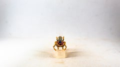 Art Nouveau Style White Diamond Emerald Ruby Sapphire Yellow Gold Cocktail Ring