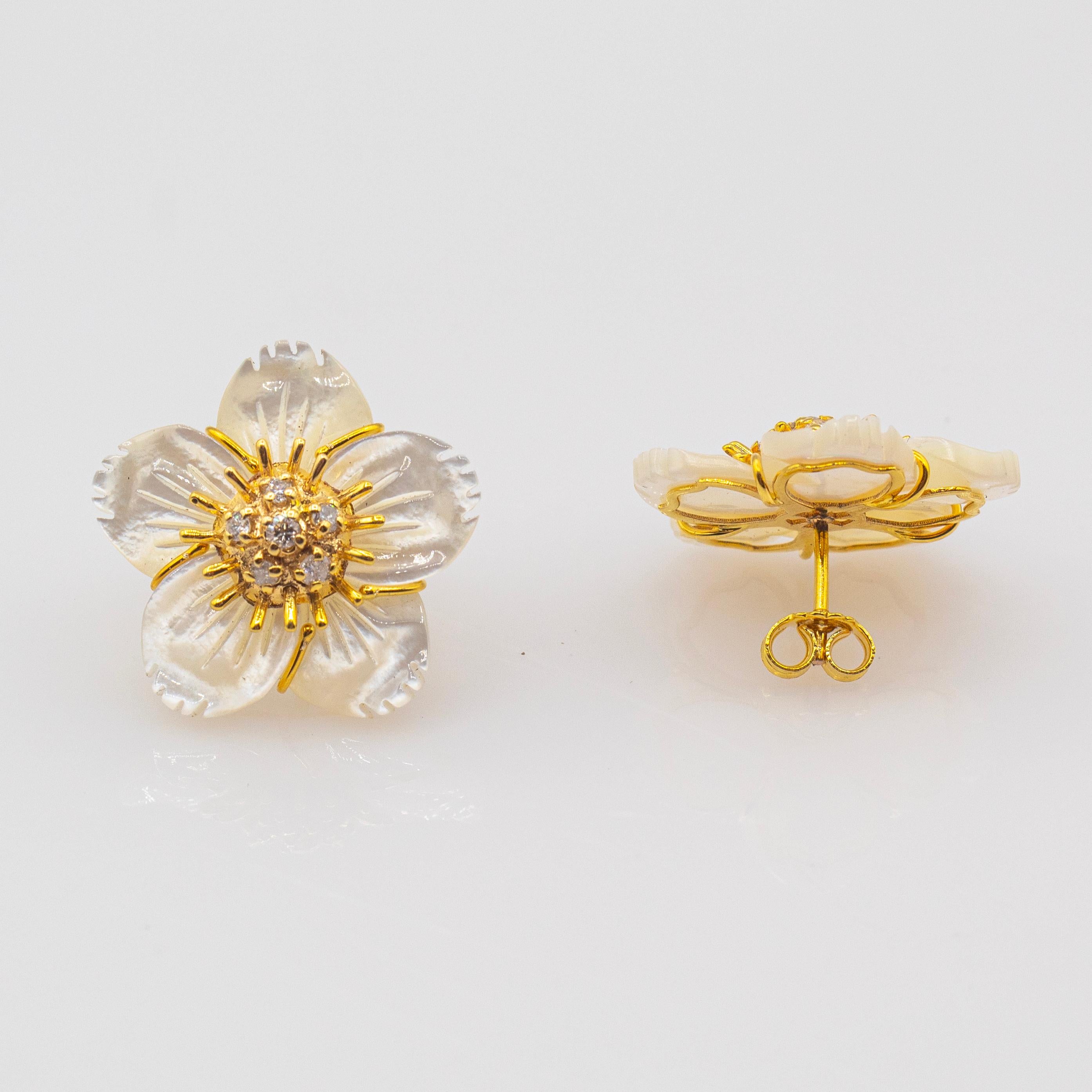 Jugendstil Weißer Diamant Perlmutt Gelbgold 