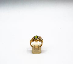Jugendstil Weißer Diamant Peridot Rubin Gelbgold Cocktail Ring