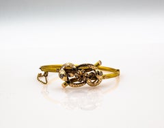 Bracciale "Snakes" in stile Art Nouveau con diamante bianco, rubino e perla in oro giallo