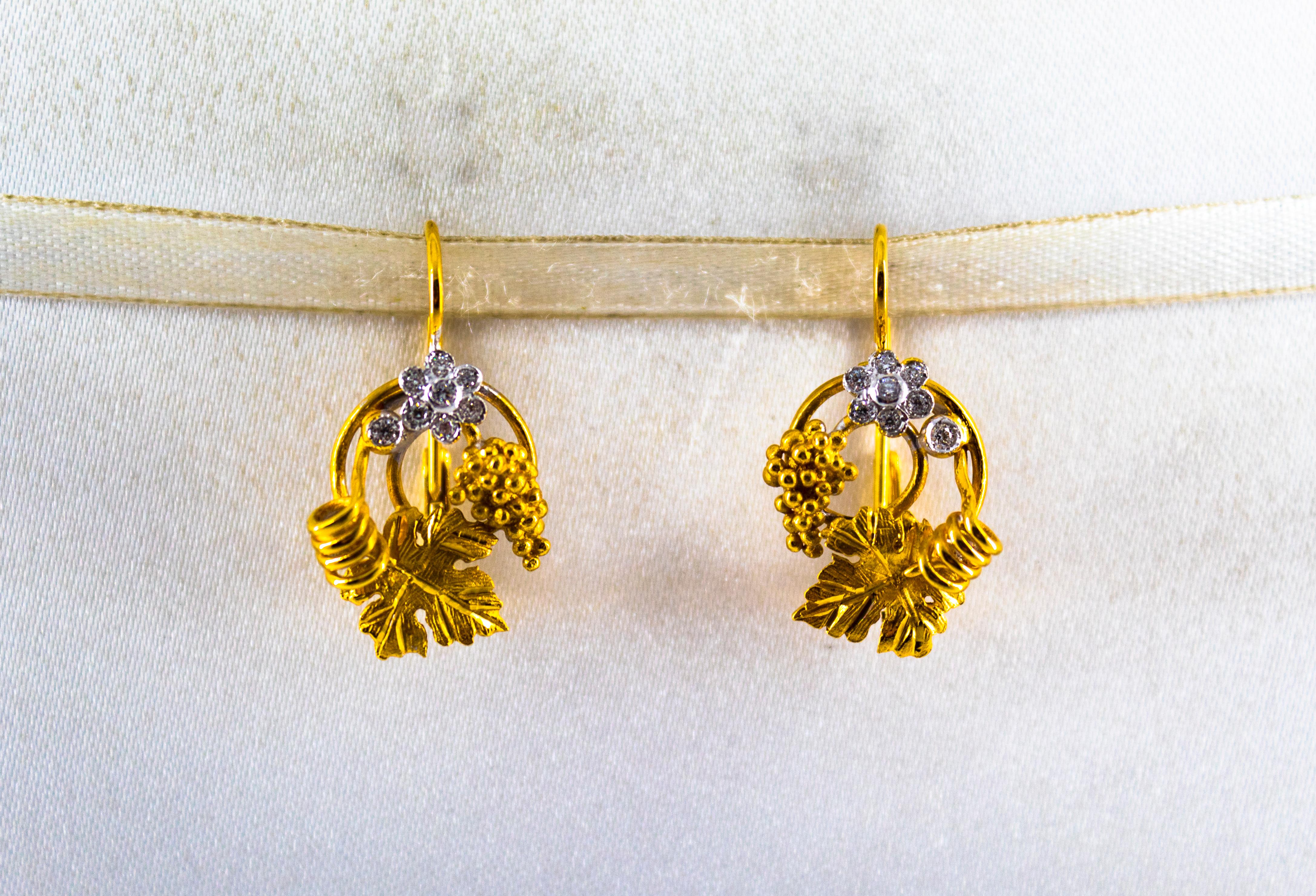 These Earrings are made of 14K Yellow Gold.
These Earrings have 0.18 Carats of White Brilliant Cut Diamonds.

These Earrings are inspired by Art Nouveau.

All our Earrings have pins for pierced ears but we can change the closure and make any of our