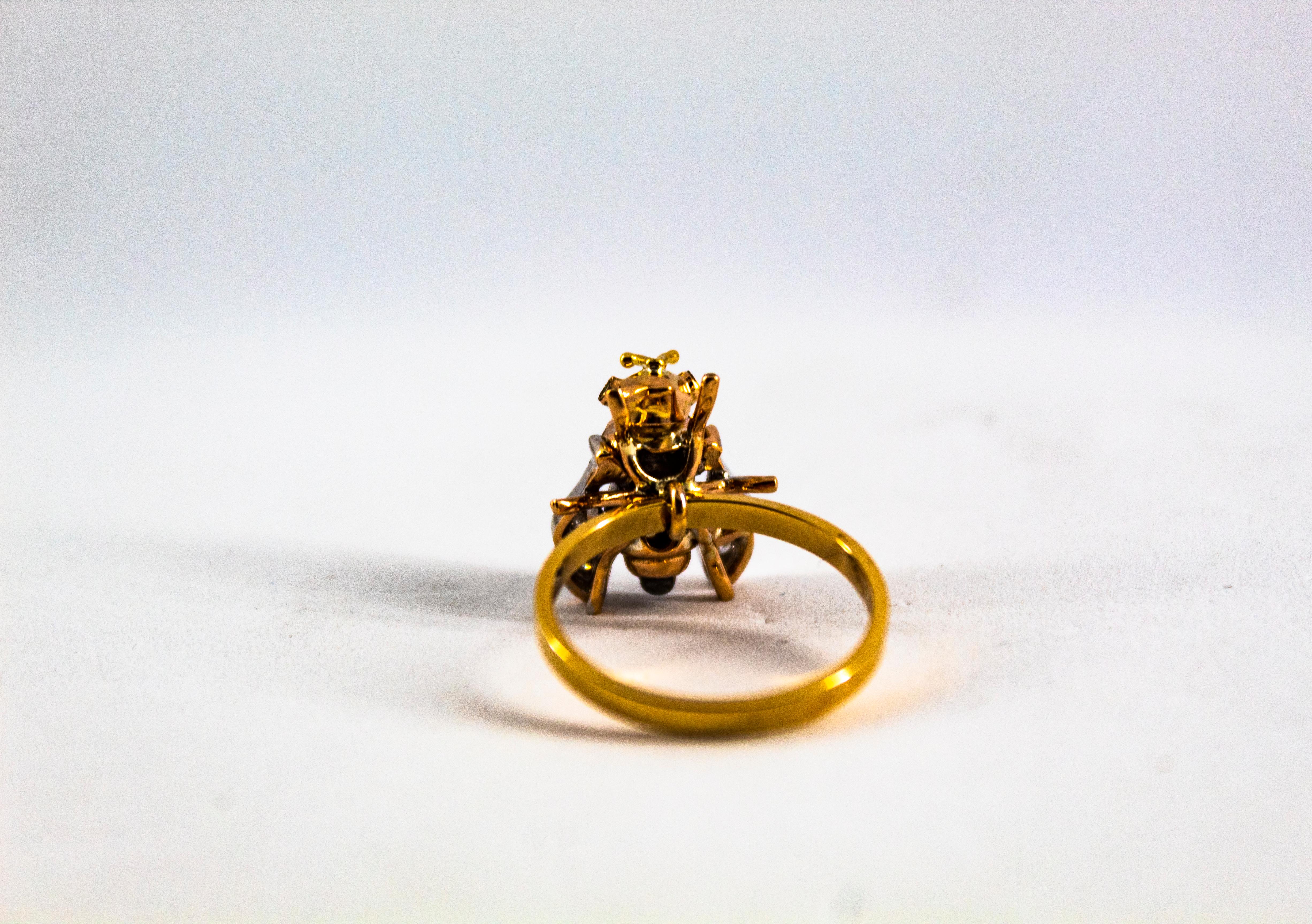 Art Nouveau Style White Diamond Yellow Sapphire Yellow Gold Cocktail 