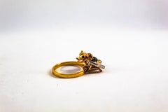 Art Nouveau Style White Diamond Yellow Sapphire Yellow Gold Cocktail "Bee" Ring