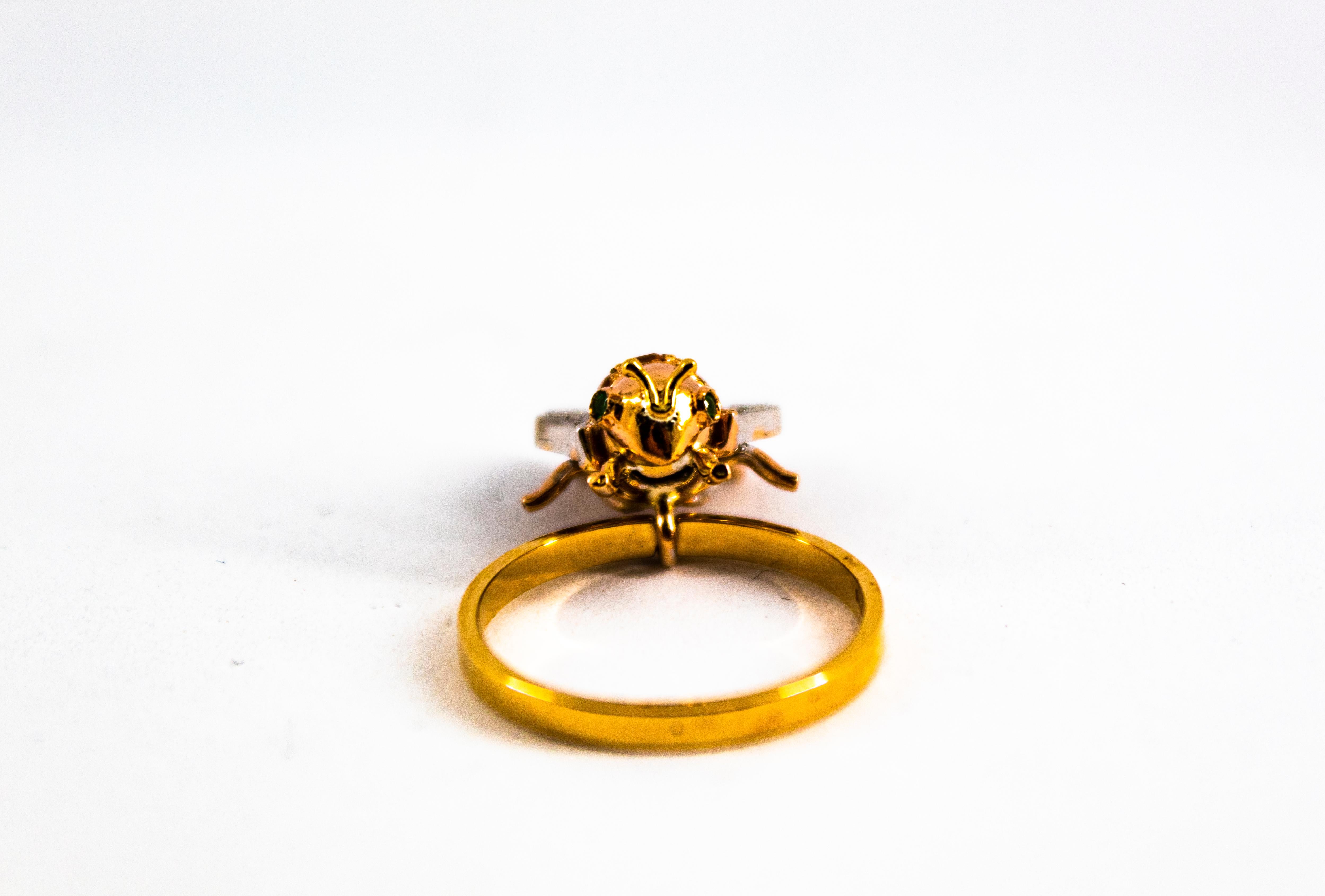 Art Nouveau Style White Diamond Yellow Sapphire Yellow Gold Cocktail 