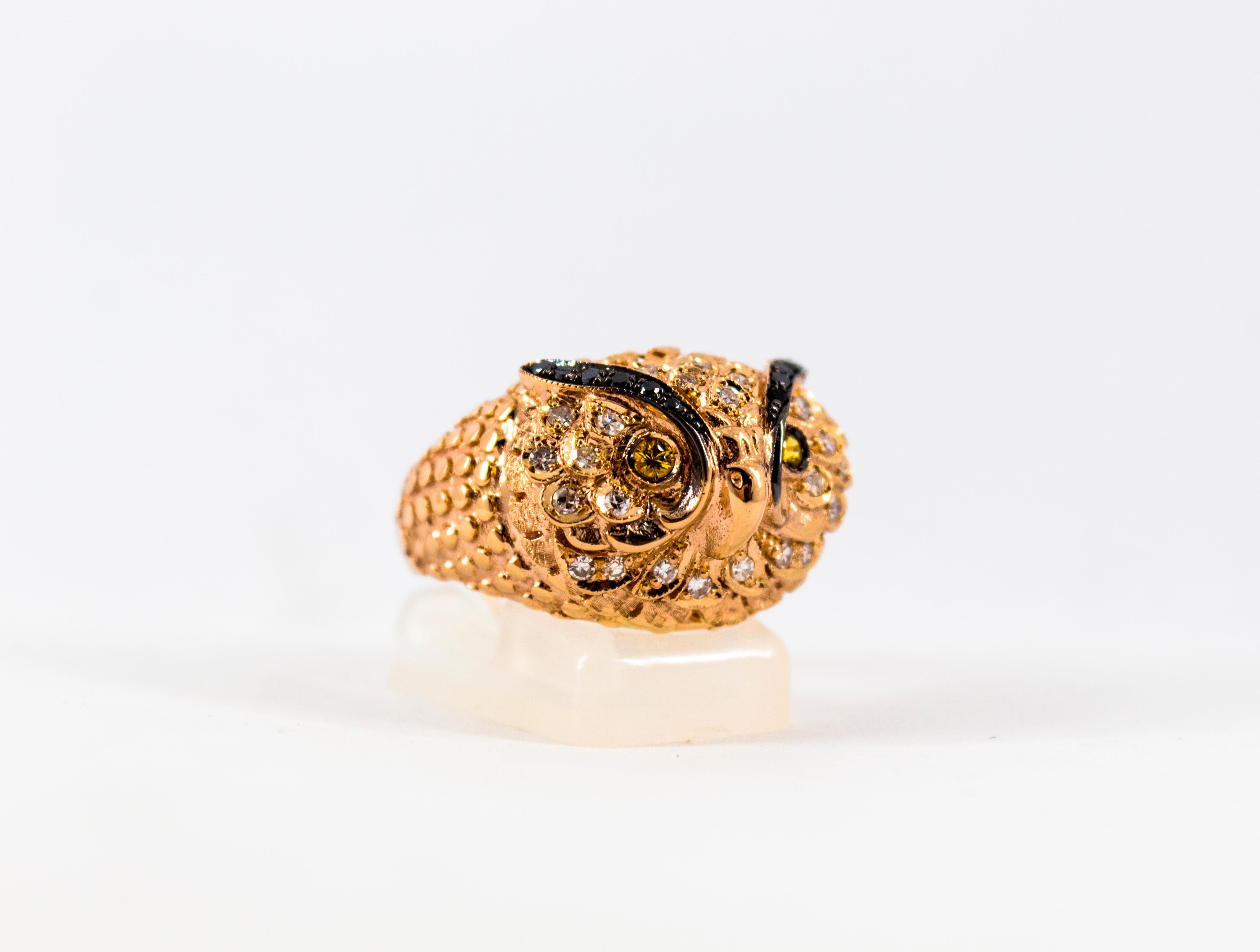 Art Nouveau Style White Diamond Yellow Sapphire Yellow Gold Cocktail 