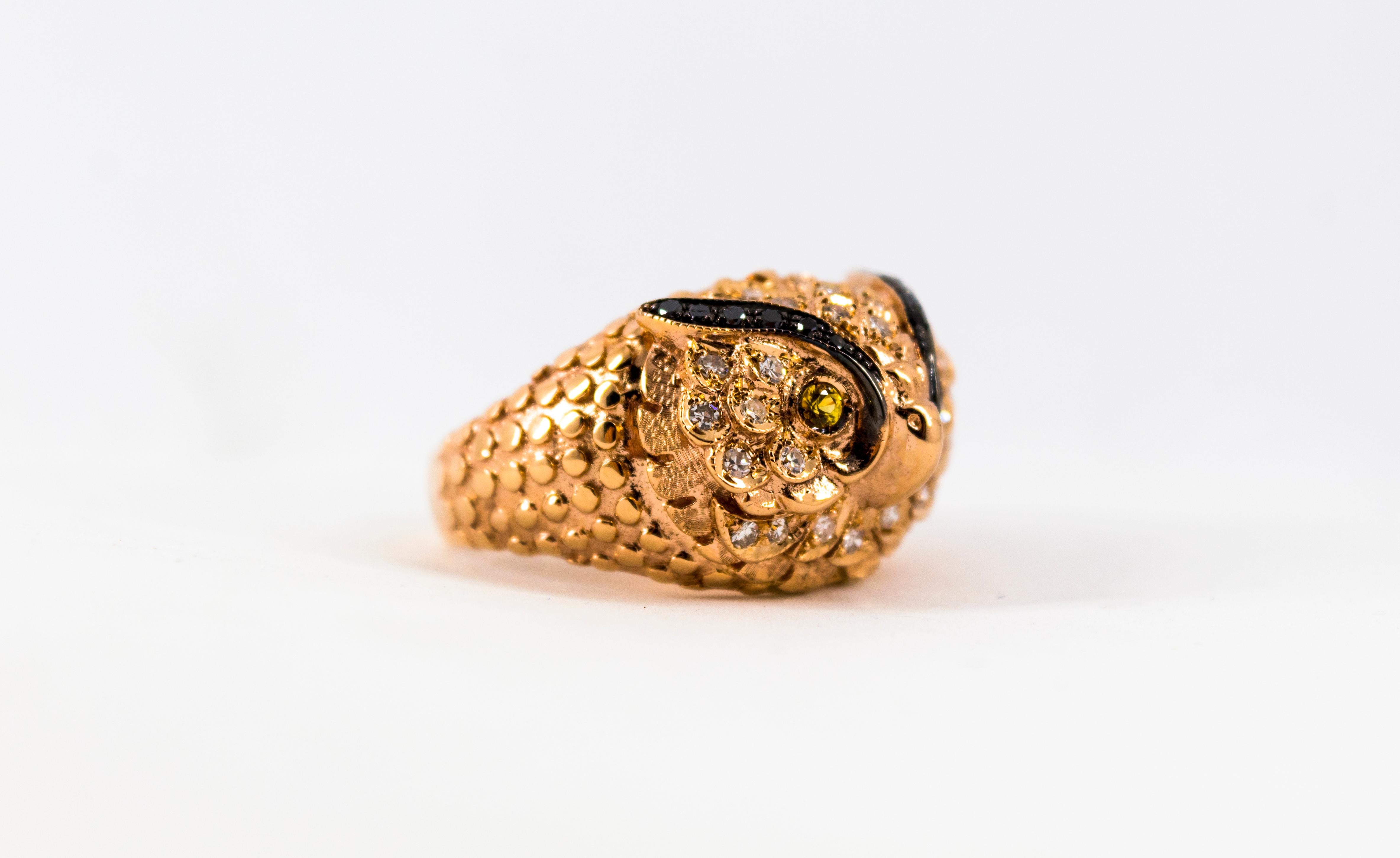 Art Nouveau Style White Diamond Yellow Sapphire Yellow Gold Cocktail 