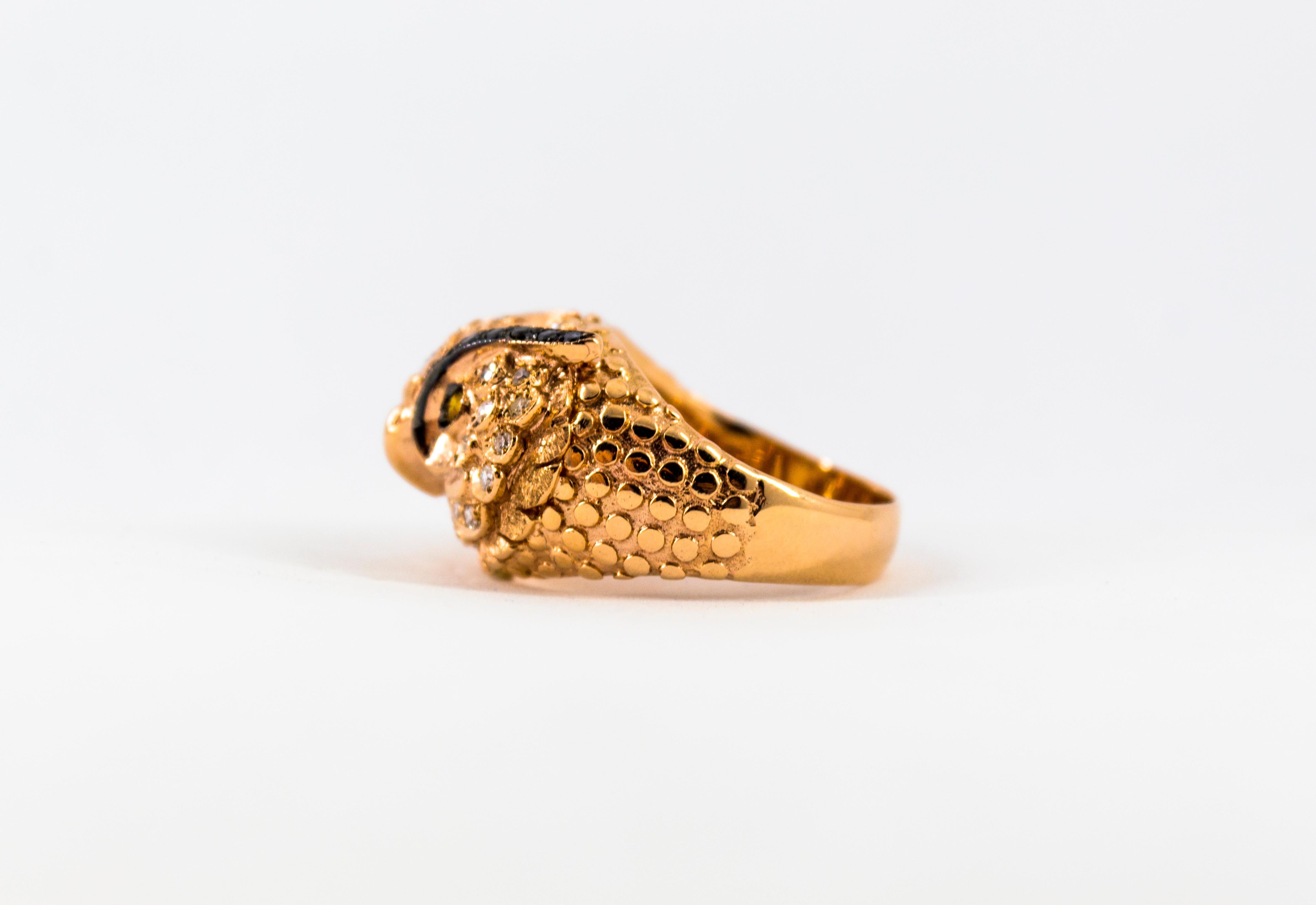 Art Nouveau Style White Diamond Yellow Sapphire Yellow Gold Cocktail 