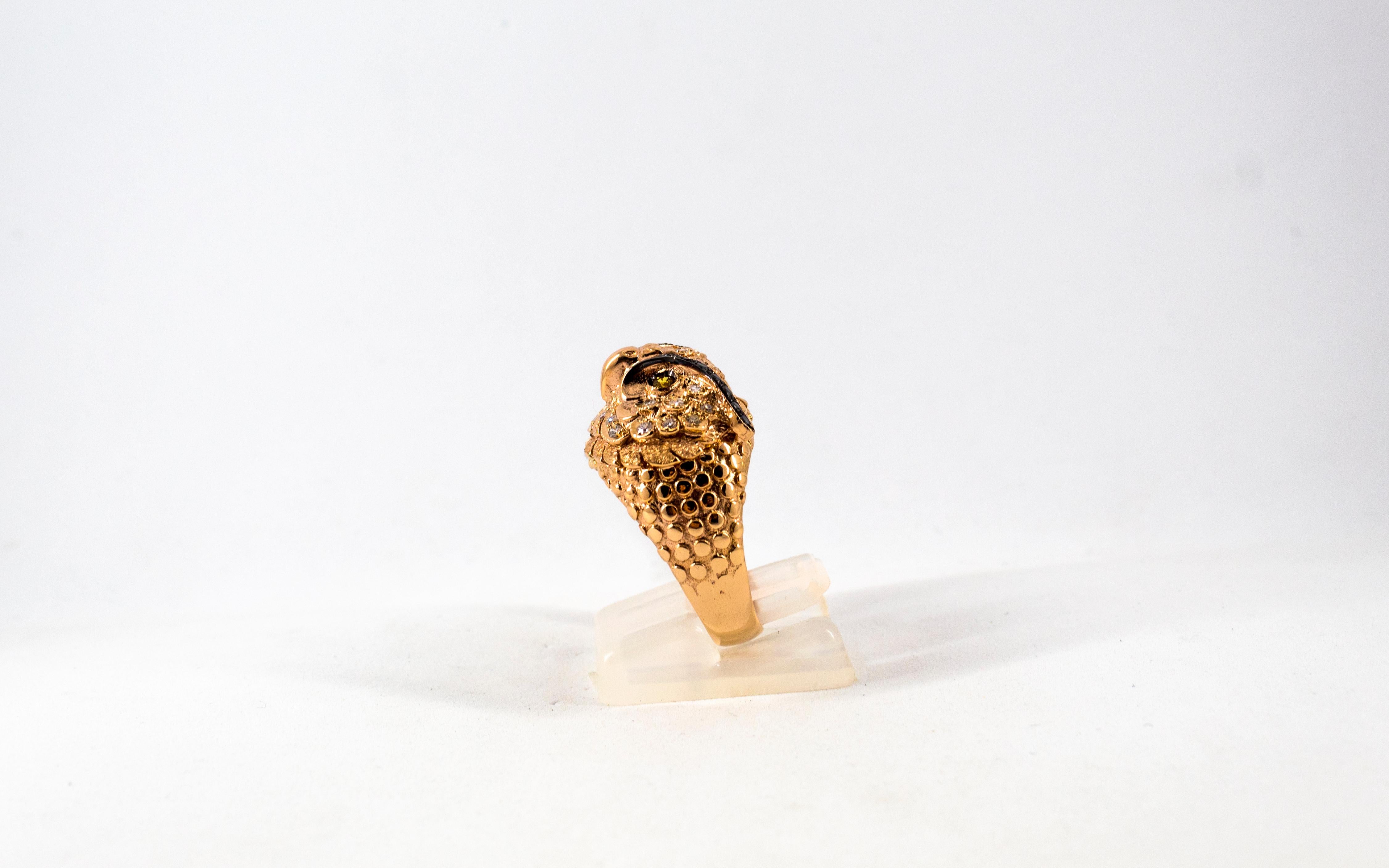 Art Nouveau Style White Diamond Yellow Sapphire Yellow Gold Cocktail 