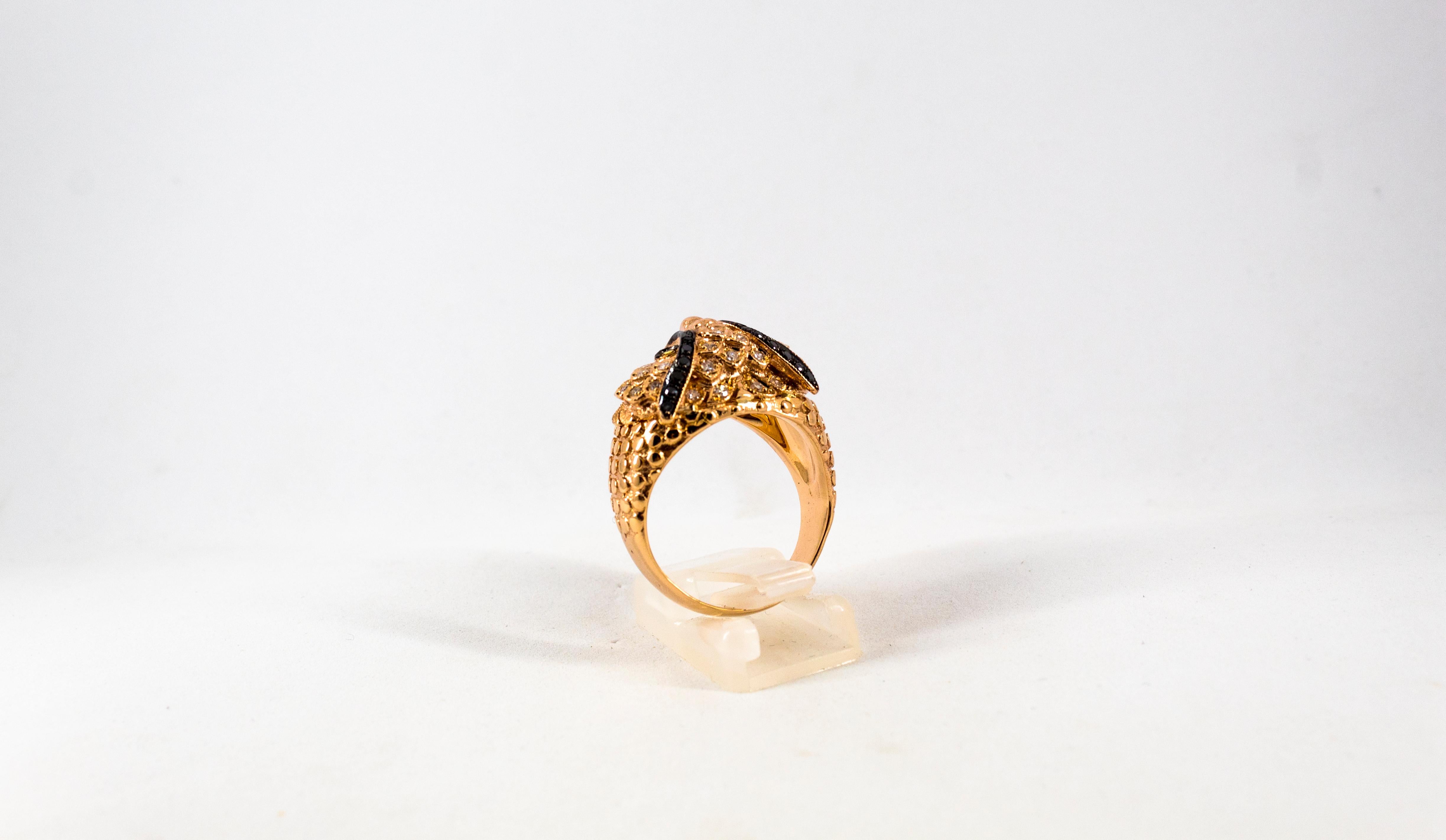 Women's or Men's Art Nouveau Style White Diamond Yellow Sapphire Yellow Gold Cocktail 