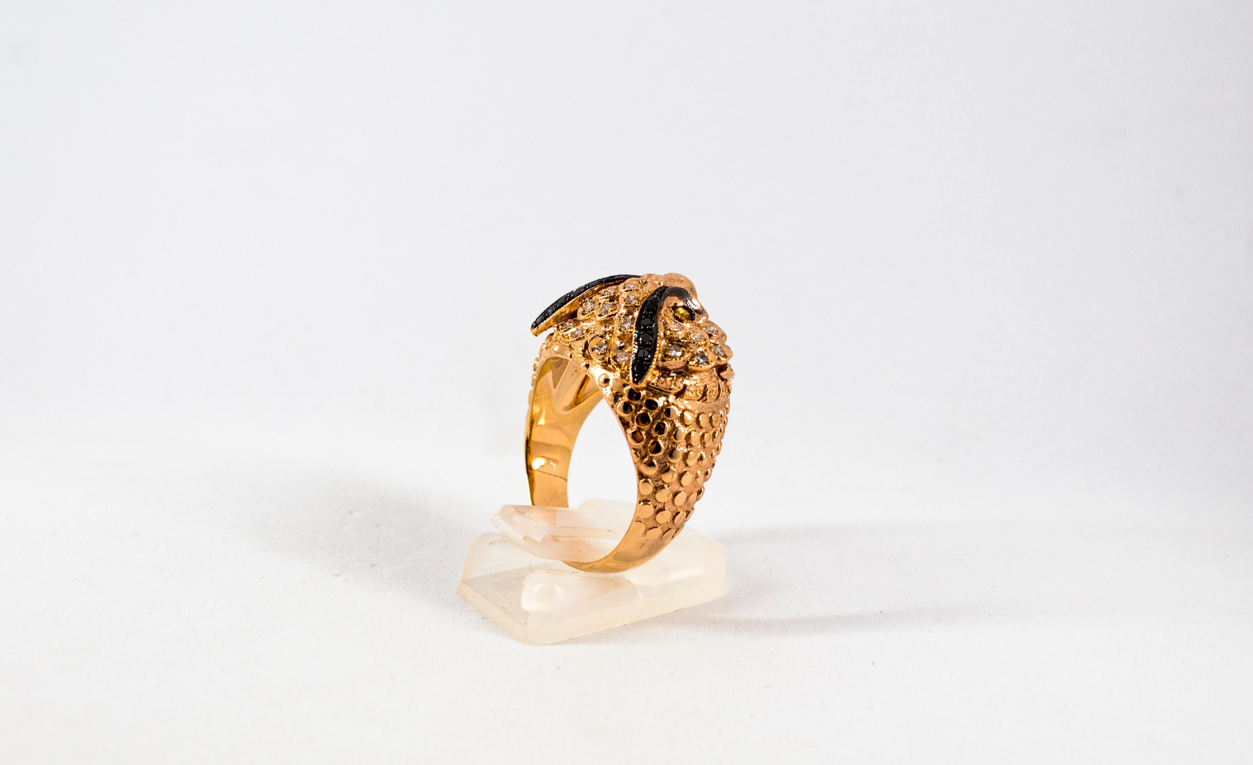 Art Nouveau Style White Diamond Yellow Sapphire Yellow Gold Cocktail 