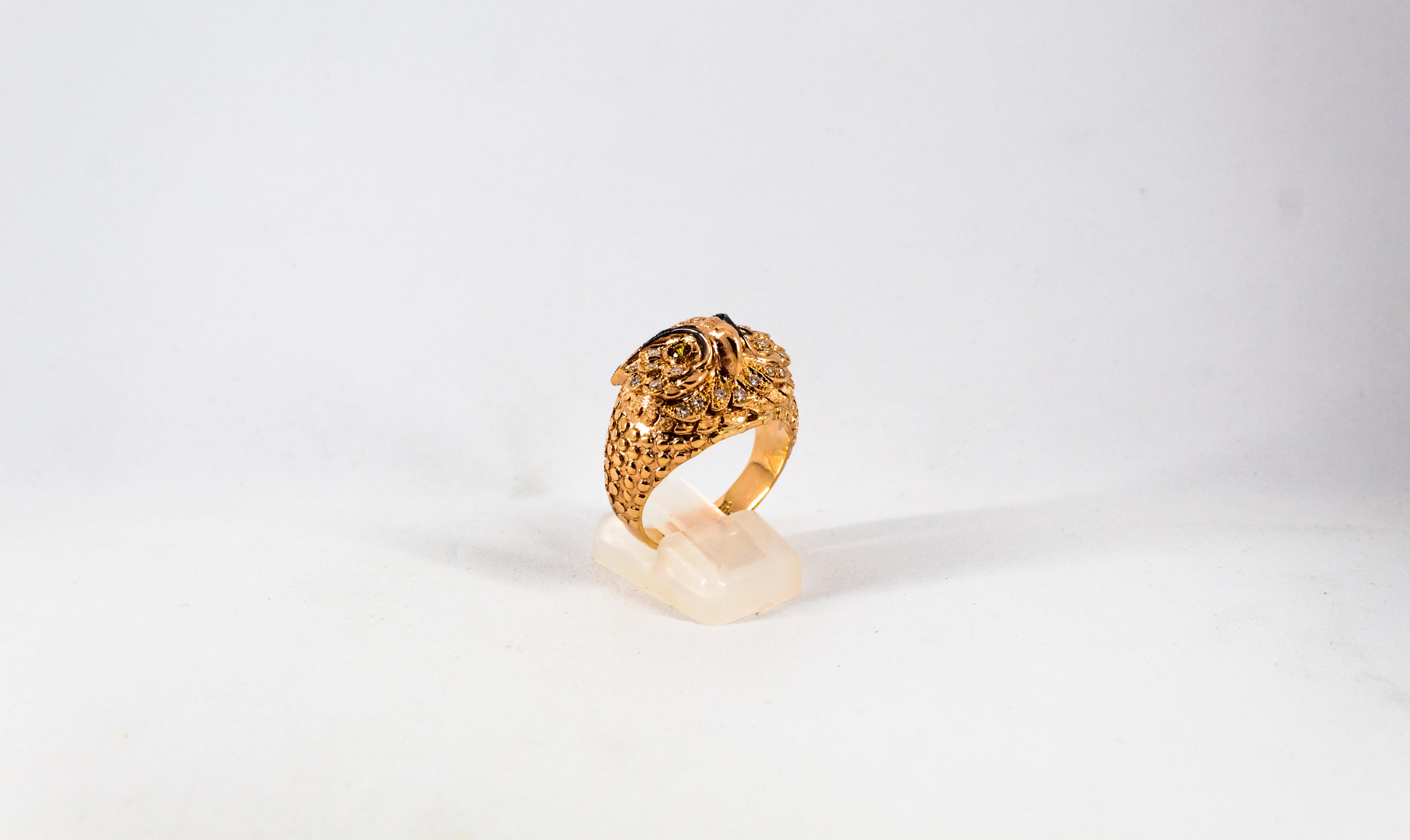 Art Nouveau Style White Diamond Yellow Sapphire Yellow Gold Cocktail 