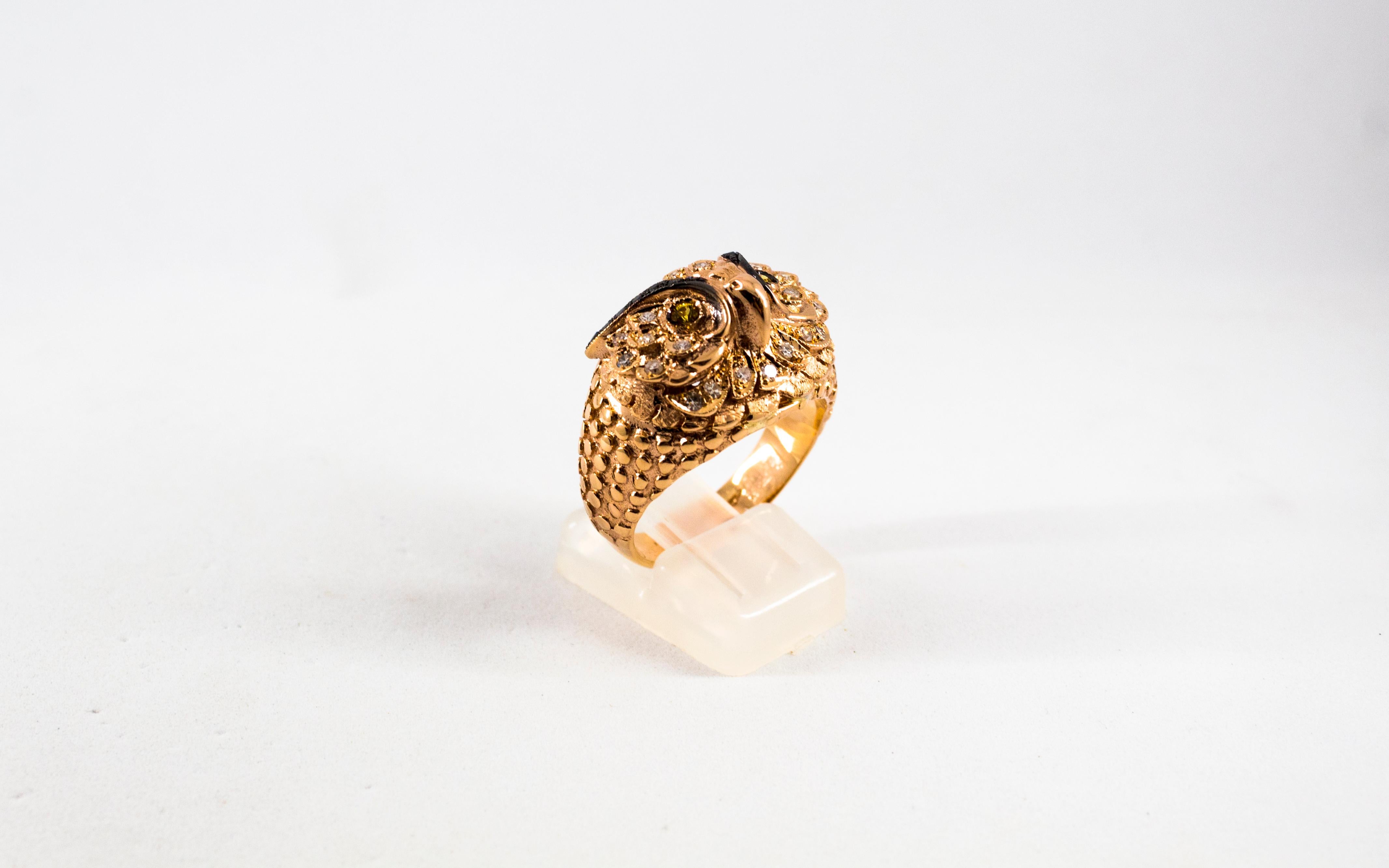 Art Nouveau Style White Diamond Yellow Sapphire Yellow Gold Cocktail 