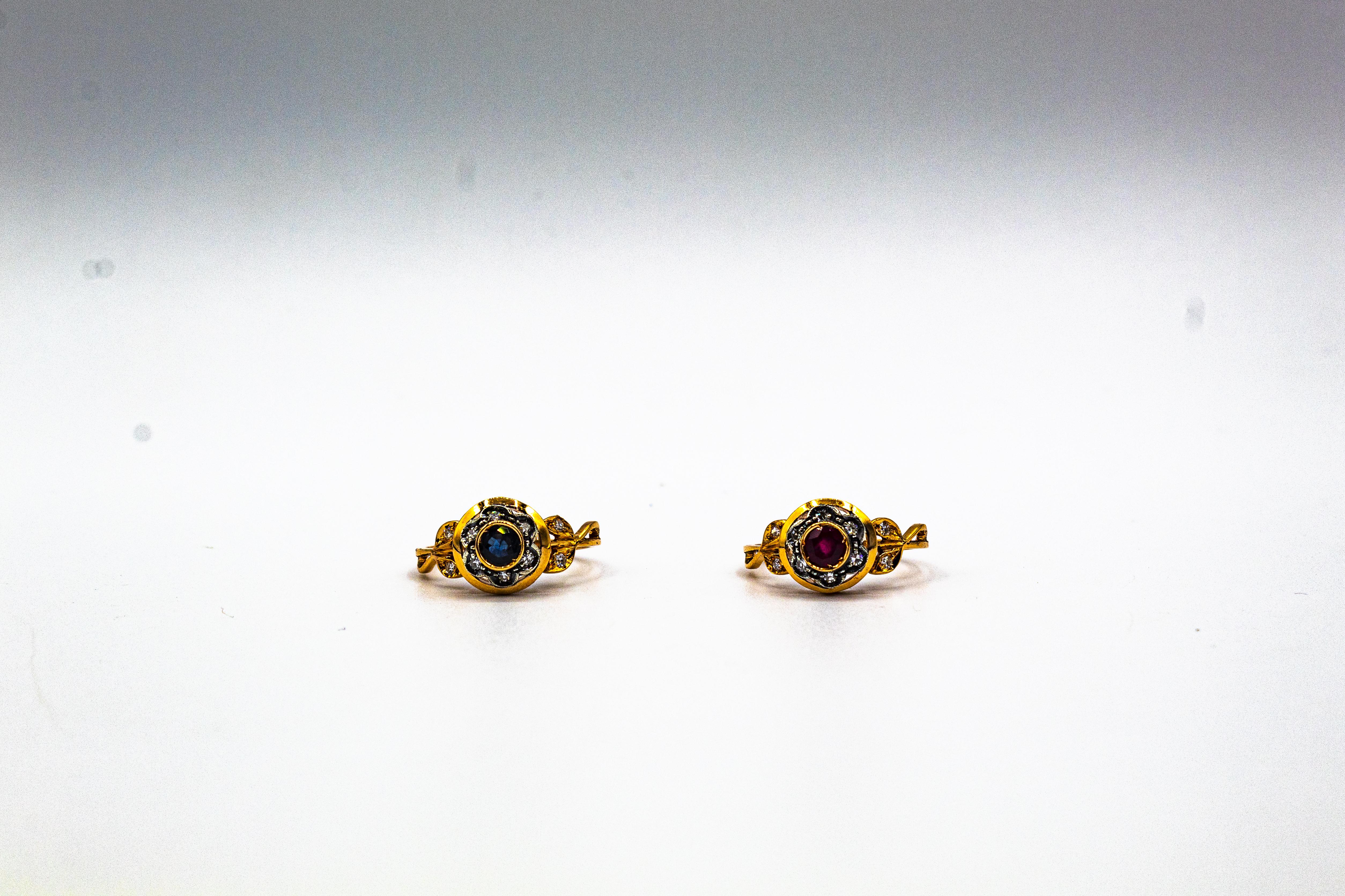 Art Nouveau Style White Old European Cut Diamond Ruby Yellow Gold Cocktail Ring For Sale 11