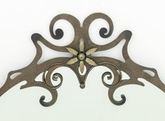 Art Nouveau Style Wrought Iron Circular Mirror