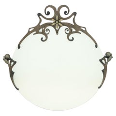 Art Nouveau Style Wrought Iron Circular Mirror