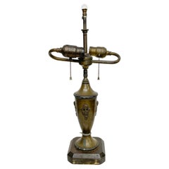 Art Nouveau Styled Table Lamp Vintage in Decorative Bronze Patinated Brass