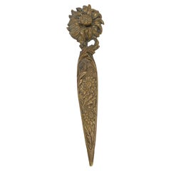 Art Nouveau Sunflower Bronze Letter Opener Bosse, Vienna Austria, 1920s