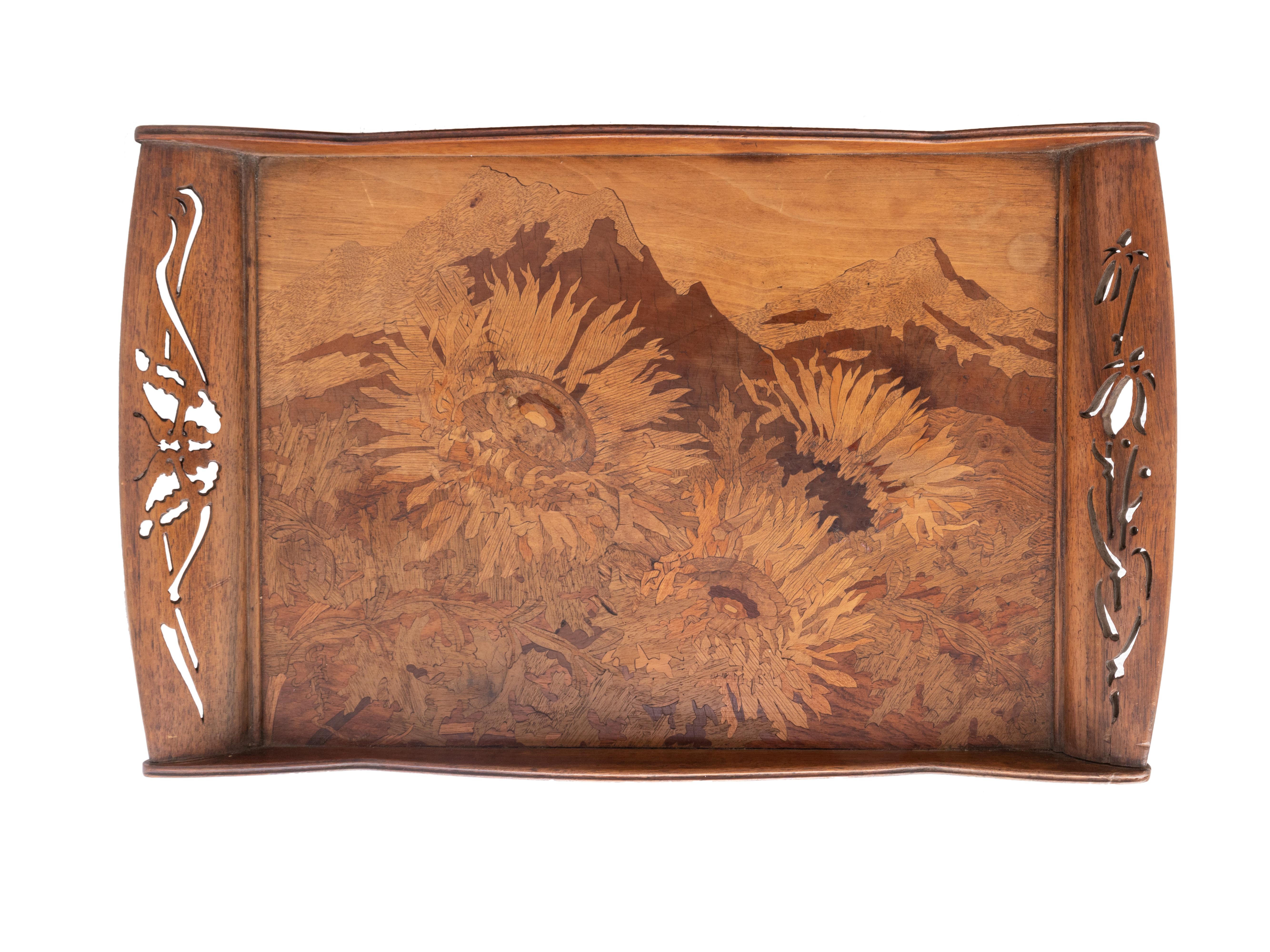 Plateau Art Nouveau Tournesol par Gallé, 20ème siècle en vente 2