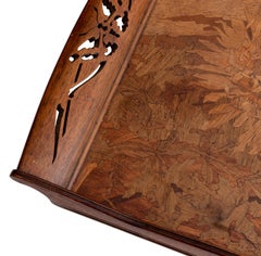 Art Nouveau Sunflower Tray by Émile Gallé, Wood Inlay, France, 1900s