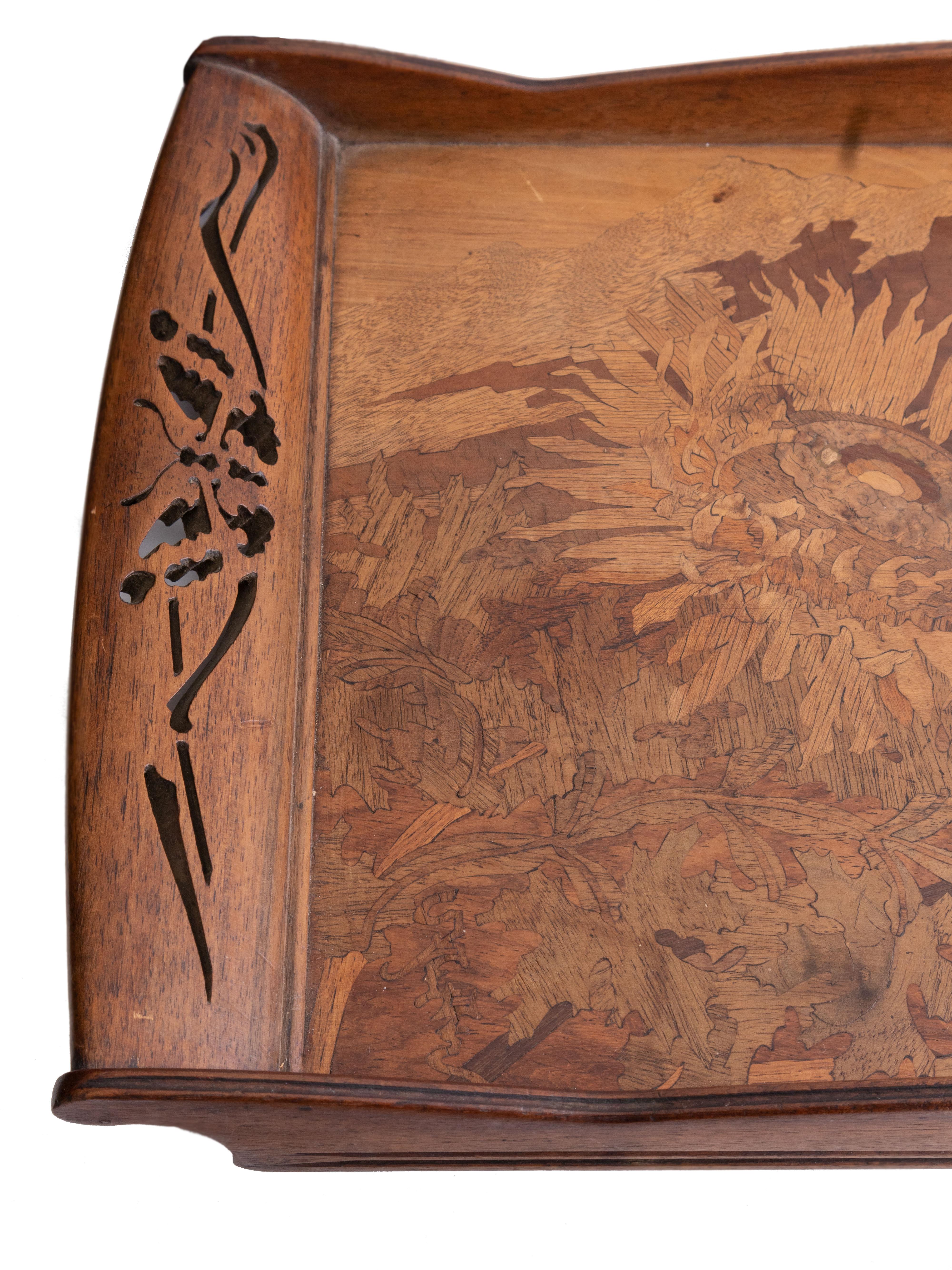 20ième siècle Plateau Art Nouveau Tournesol par Gallé, 20ème siècle en vente