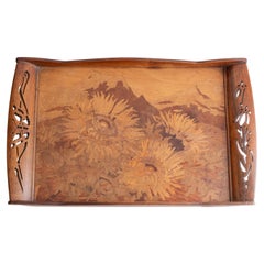 Art Nouveau Sunflower Tray by Gallé, 20th Century