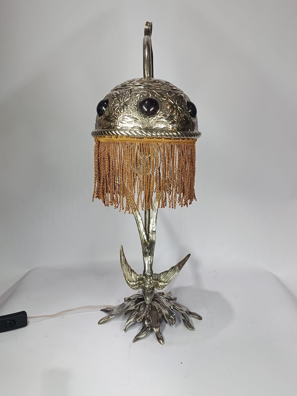 Early 20th Century Art Nouveau Swallow Bird Table Lamp For Sale